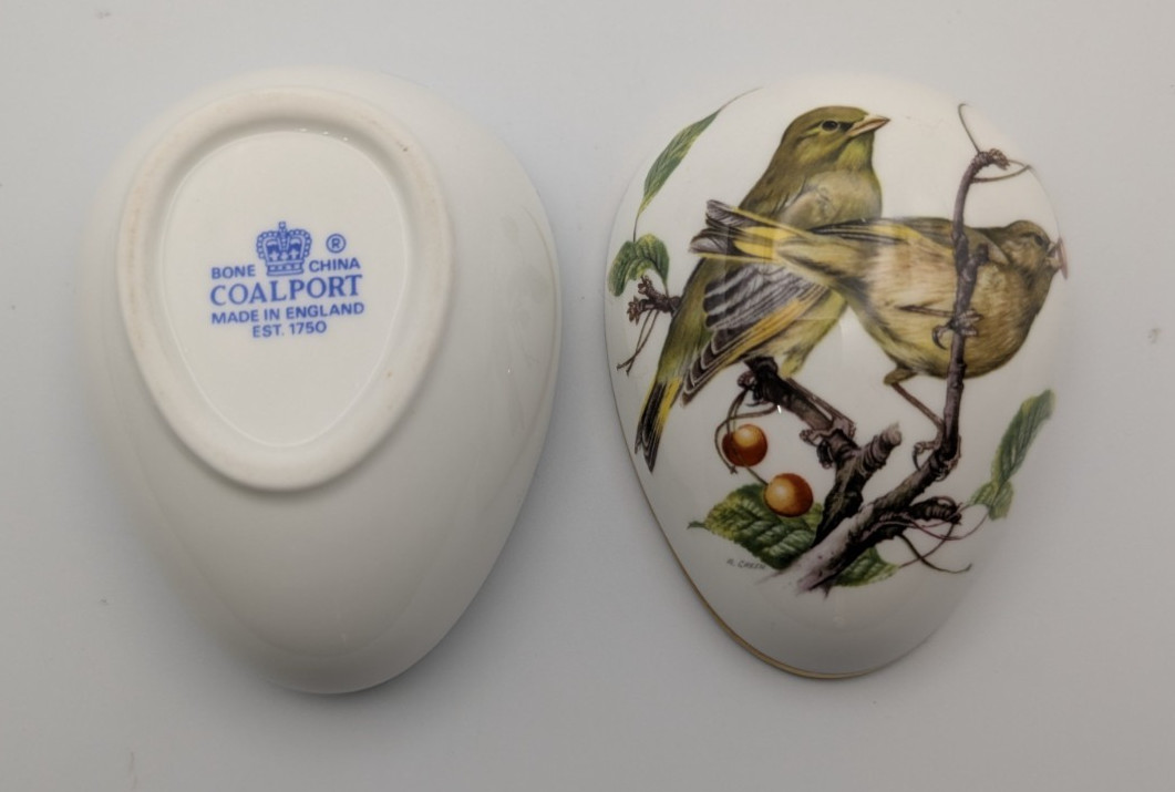 Coalport Porcelain Egg Shaped Trinket Box British Birds