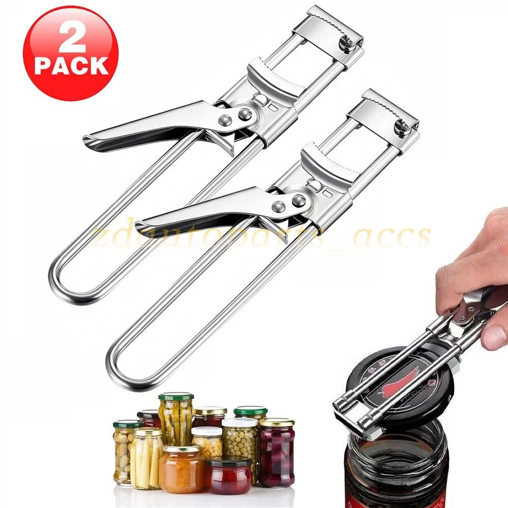 2PCS Adjustable Multifunctional Stainless Steel Can Opener Jar Lid Gripper US