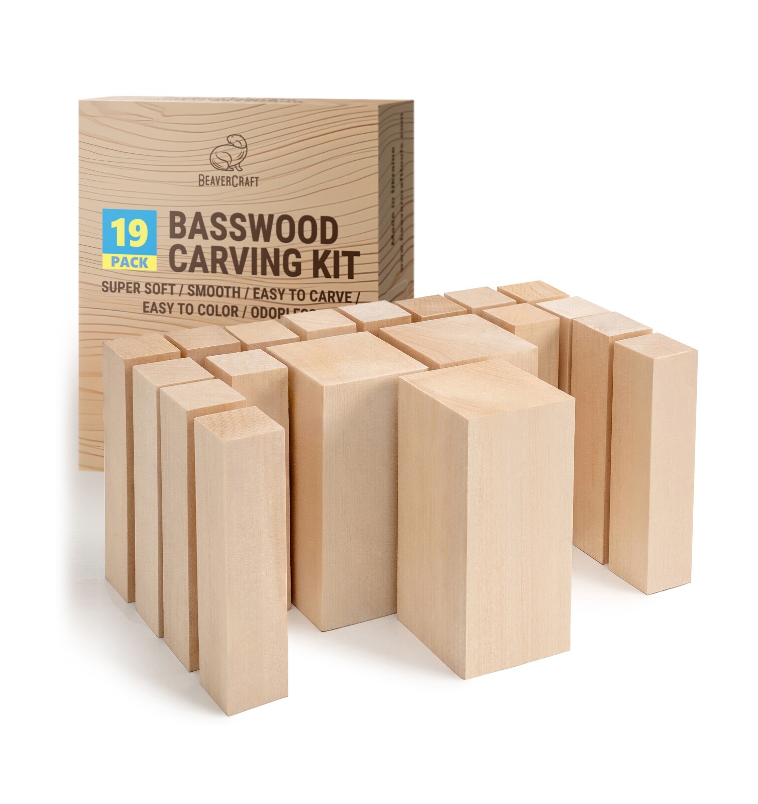 Set of Basswood Carving Blocks BeaverCraft BW19