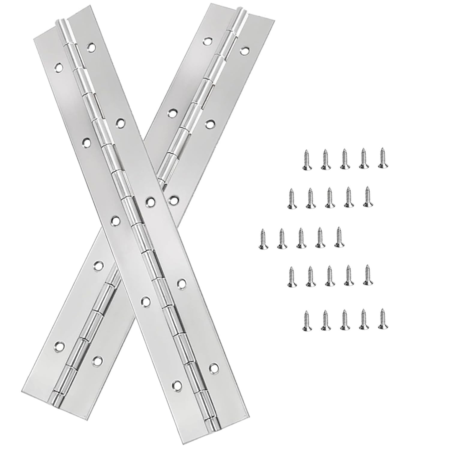 2Pack Silver Continuous & Piano Hinges 10 Inch x2 OpenWidth Heavy Duty with Hole