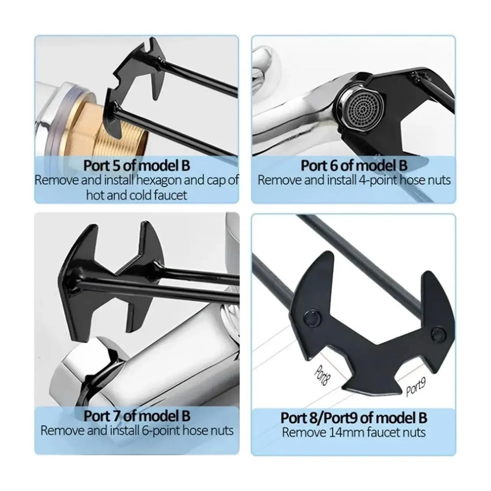 Professional Basin Wrench - Multi-Function Sink Faucet Install Tool Swivel He...