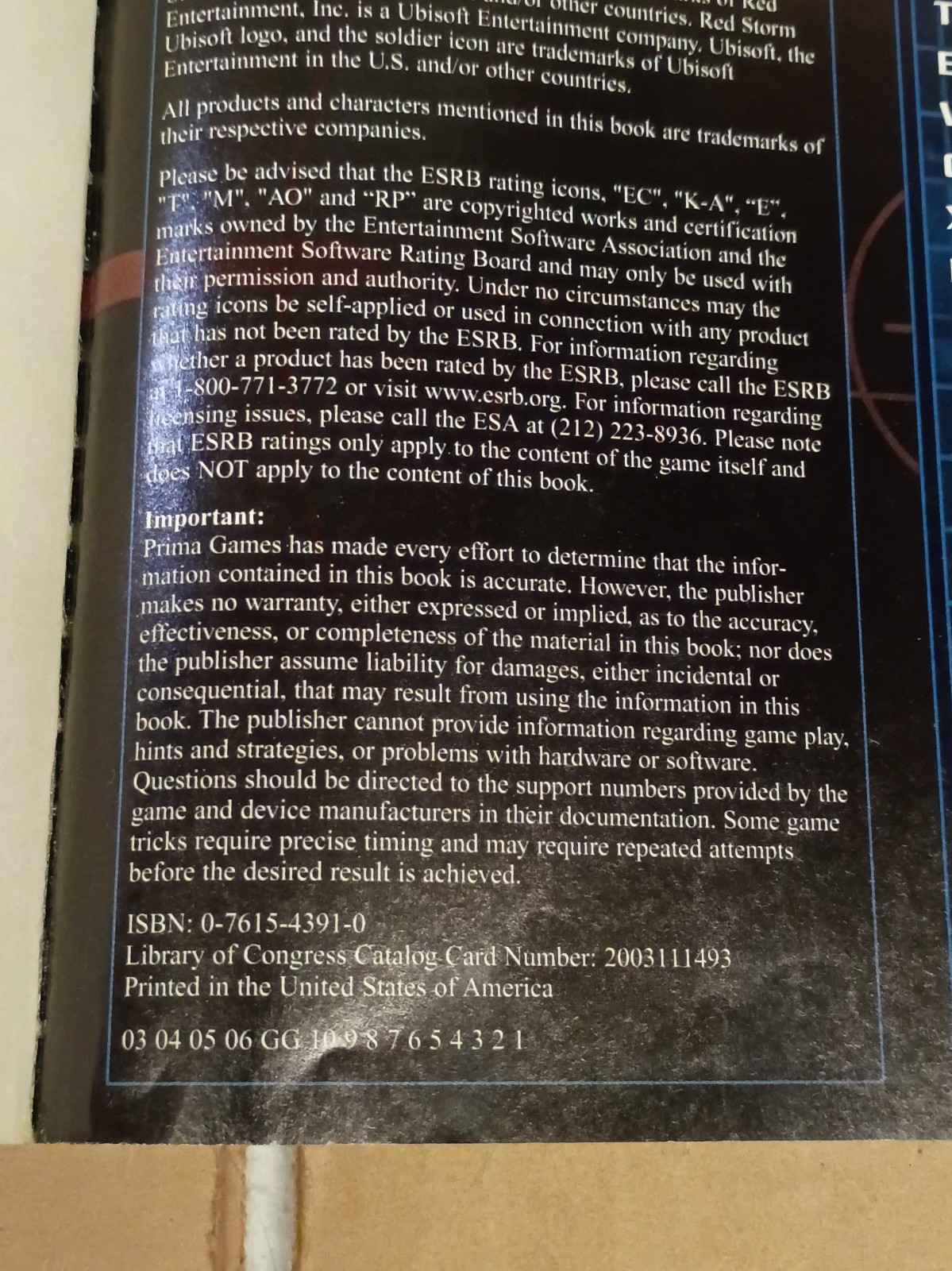 Tom Clancy's Prima's Official Strategy Guide Rainbow Six 3 for Xbox