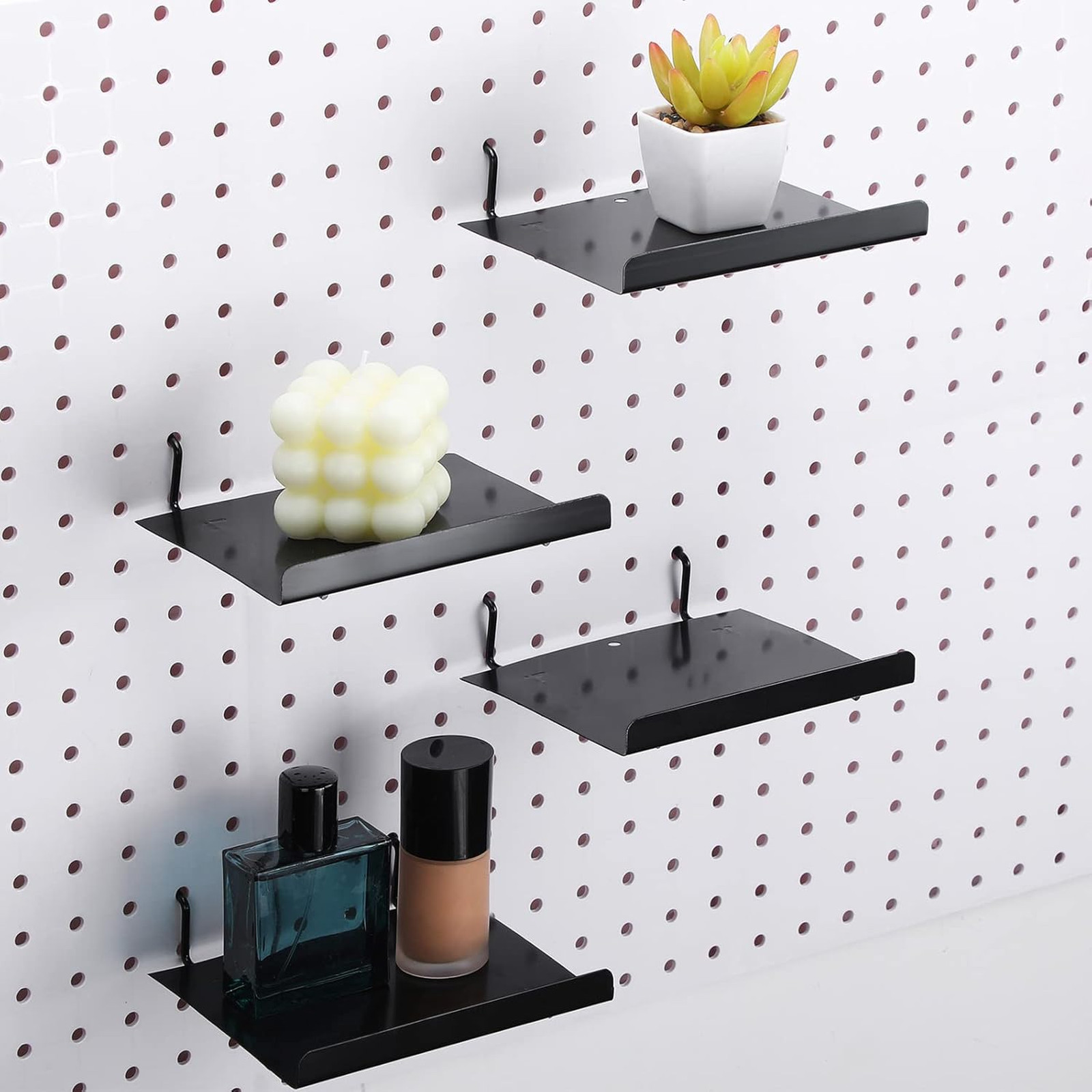 Pegboard Shelves Wall Organizer Steel Tray 4 Pack for Garage Kitchen Craft Room