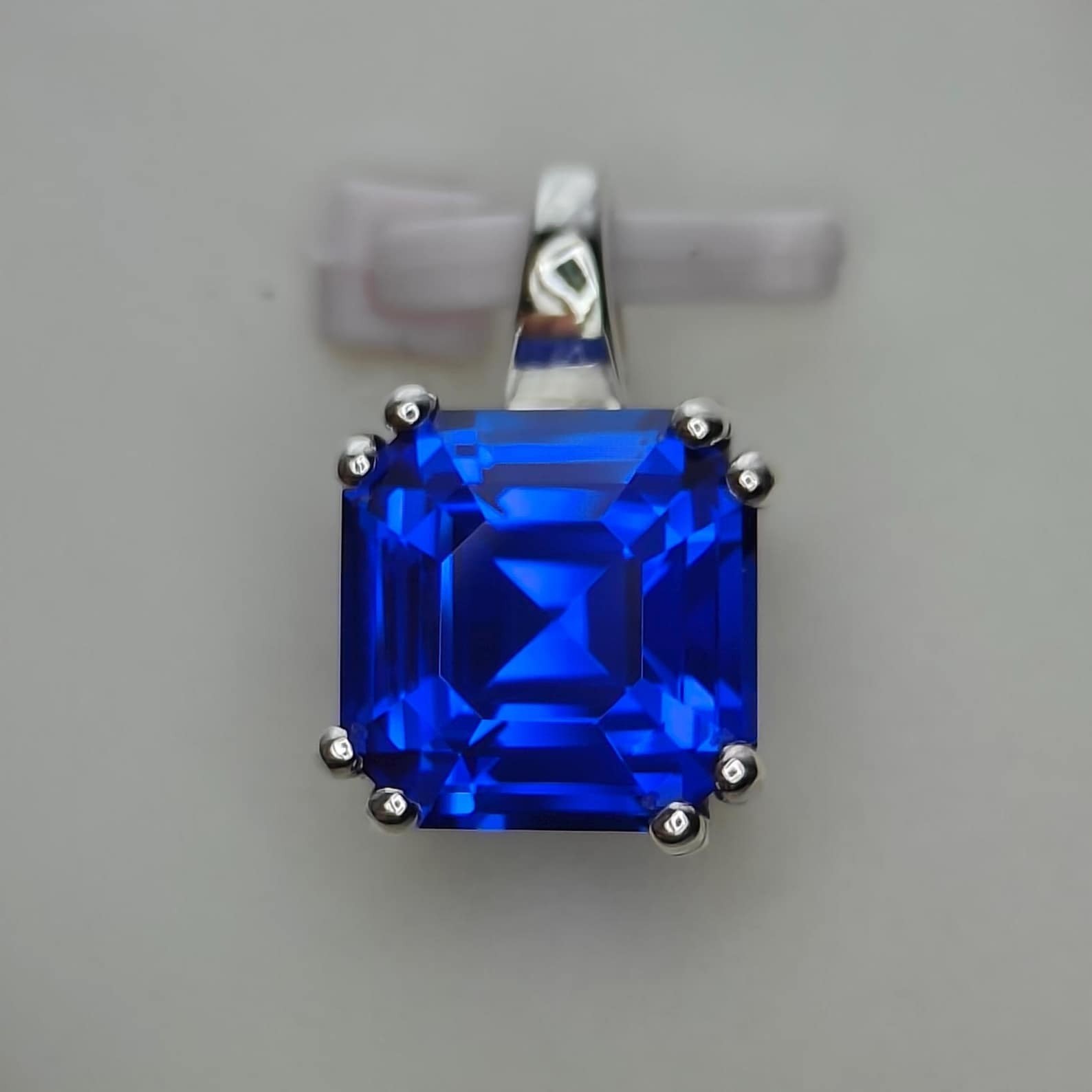 20 Ct Certified Natural Blue Sapphire 925 Silver Pendant Asscher Loose Gemstone