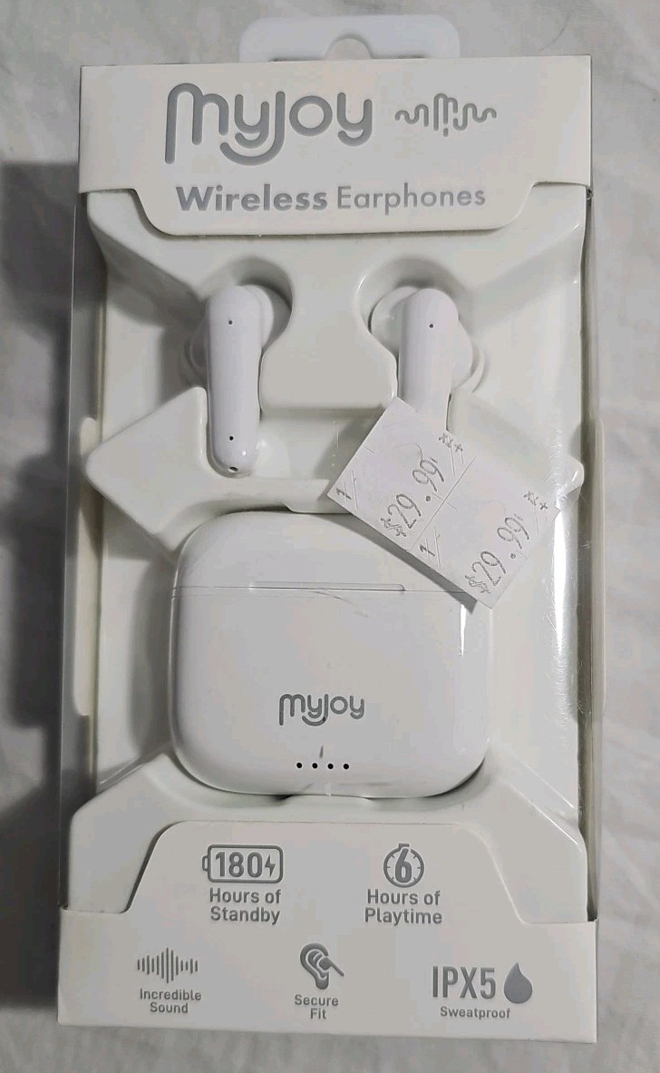 Myjoy Wireless Bluetooth Earbuds With Charging Case White