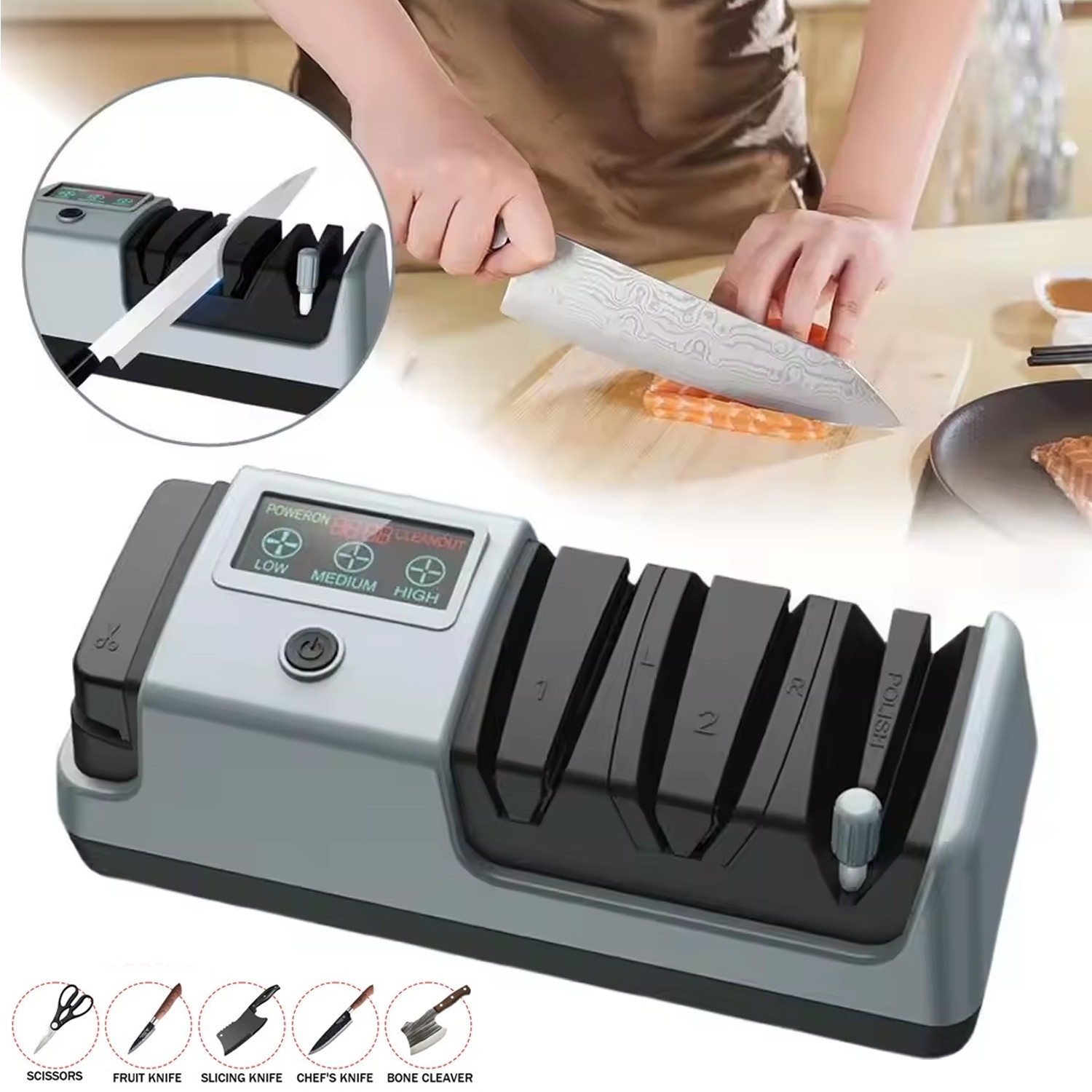Professional Electric Knife Sharpener 3 Stage Chef Knife Scissor Sharpening