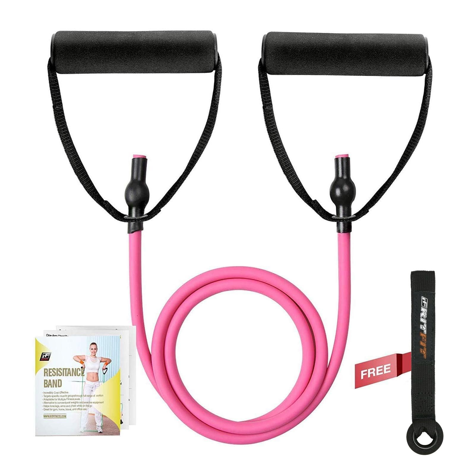 RitFit Single Resistance Exercise Band with Comfortable 10-15lbs, Rose Pink