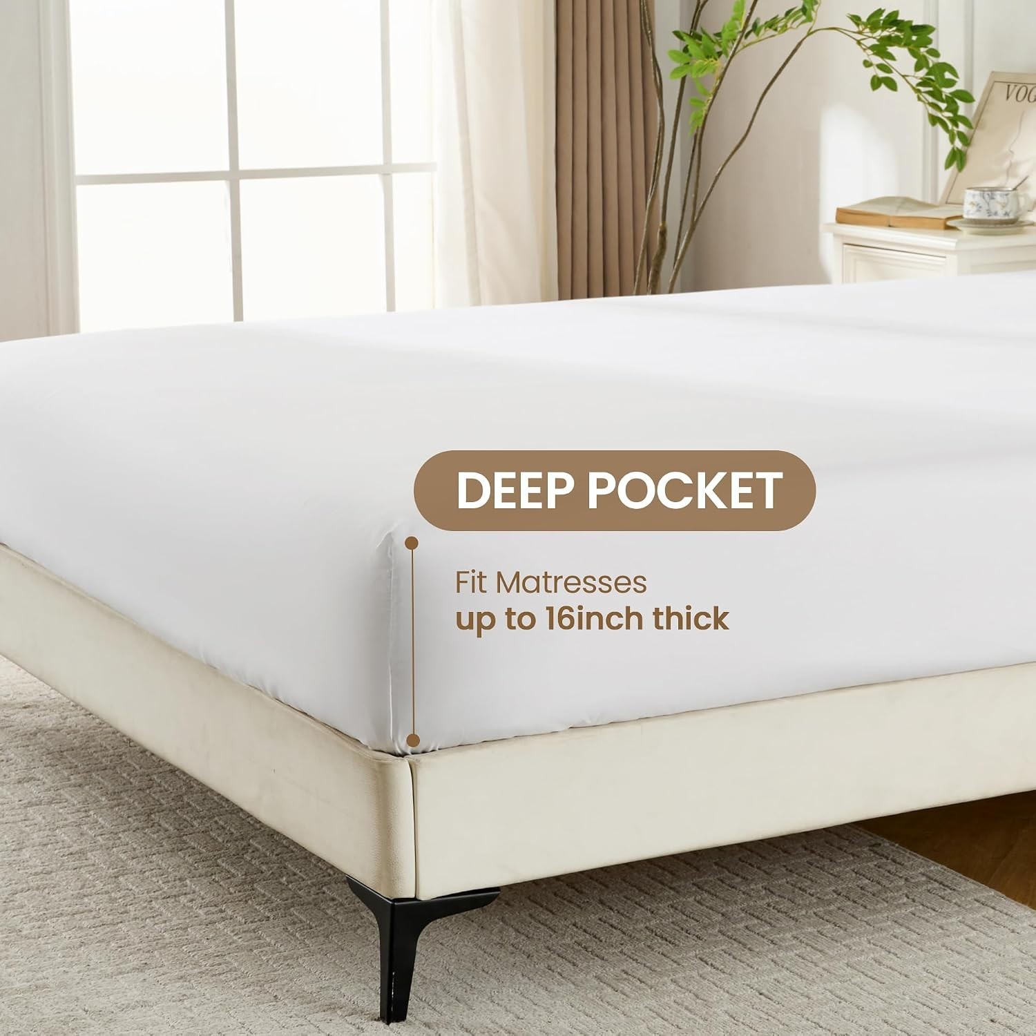 High Thread Count 1800 Queen Sheet Set - Soft & Breathable Luxury Bedding