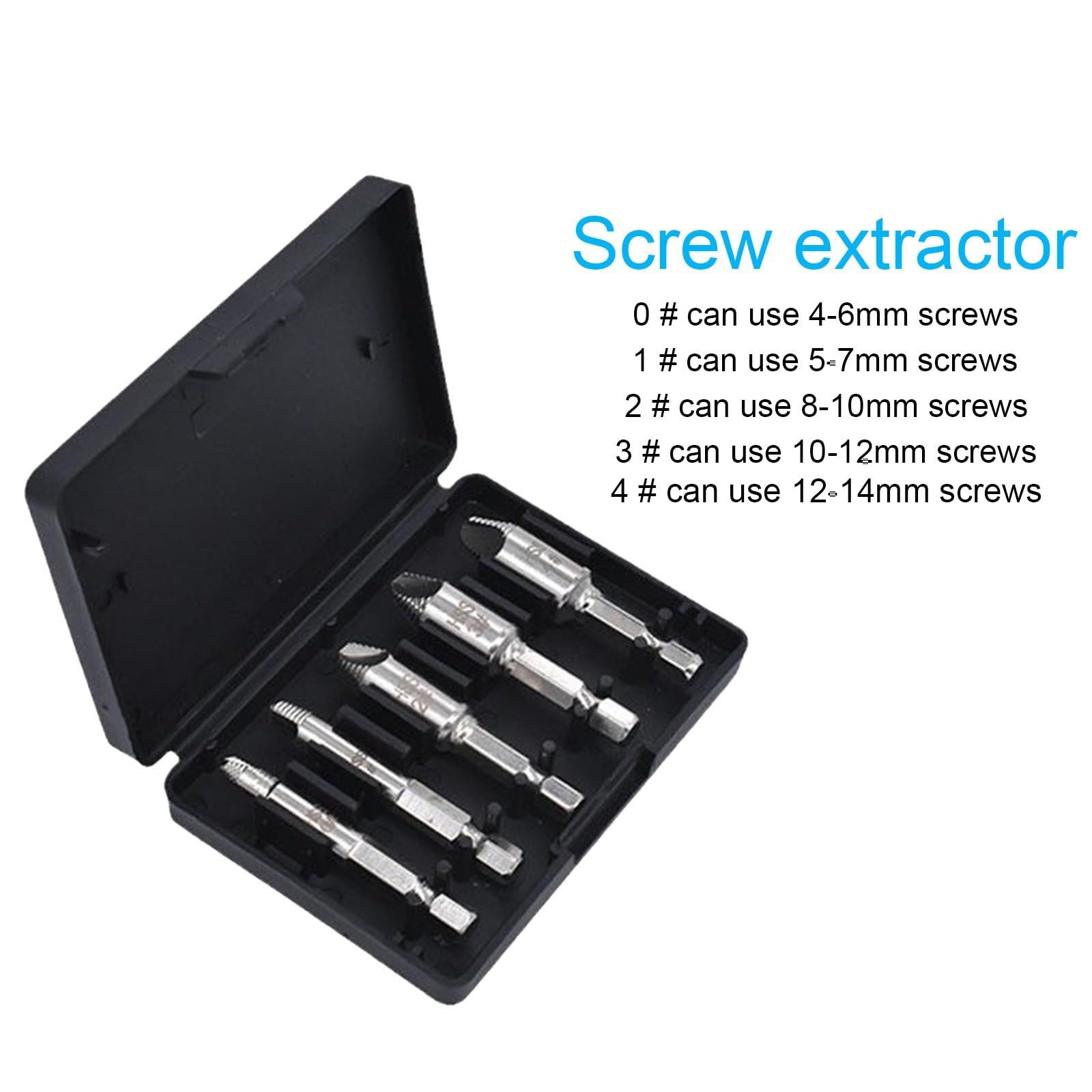6 PCS Hex Shank Broken Screw Extractor Kit Reverse Thread Remover 4mm14mm