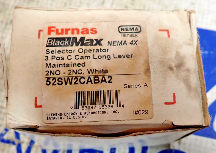 New Furnas 52SW2CABA2 Selector Operator 3 Position C Cam Long Lever Maintained