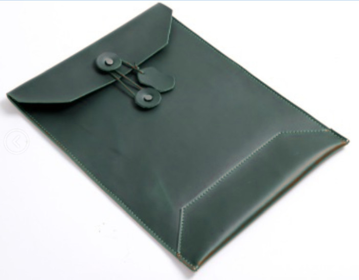 file Folder pocket cow Leather laptop bag Briefcase iPad Case pouch green 629