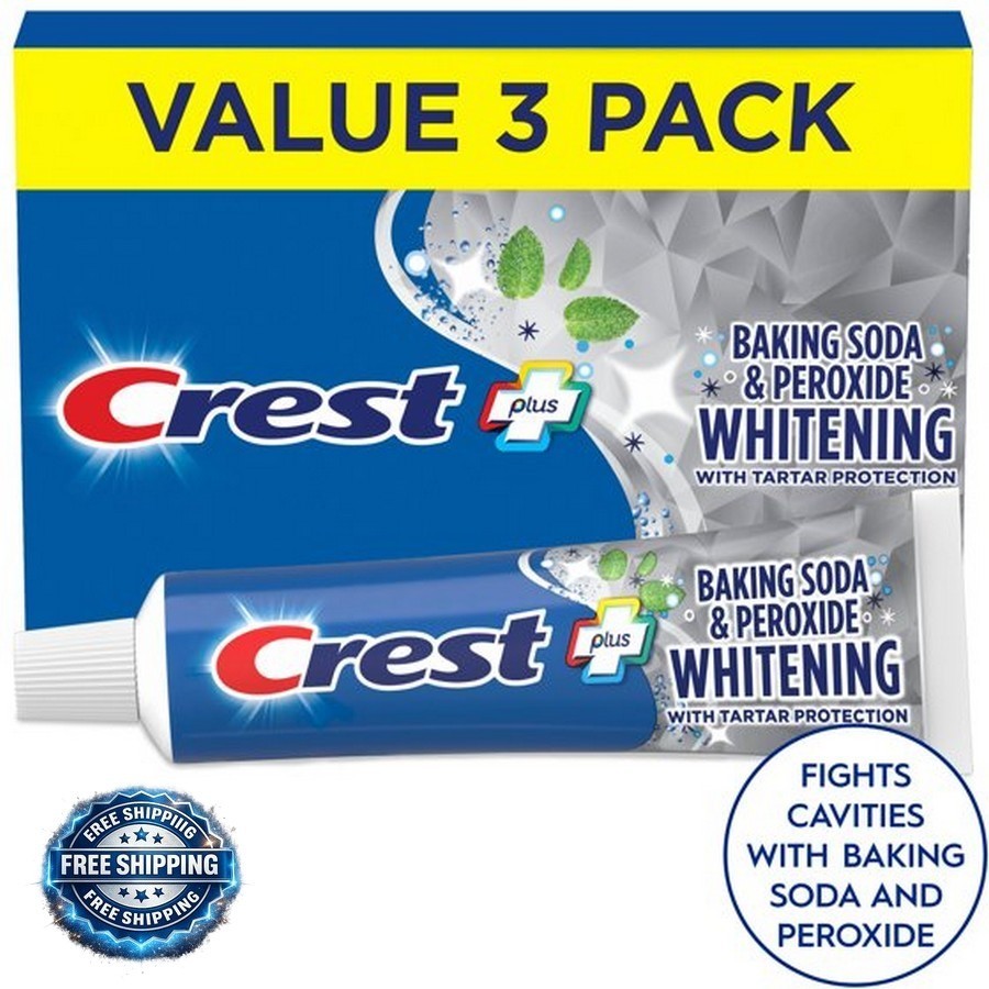 Crest Plus Baking Soda & Peroxide Teeth Whitening Toothpaste,Mint, 5.7 oz,3 Pack