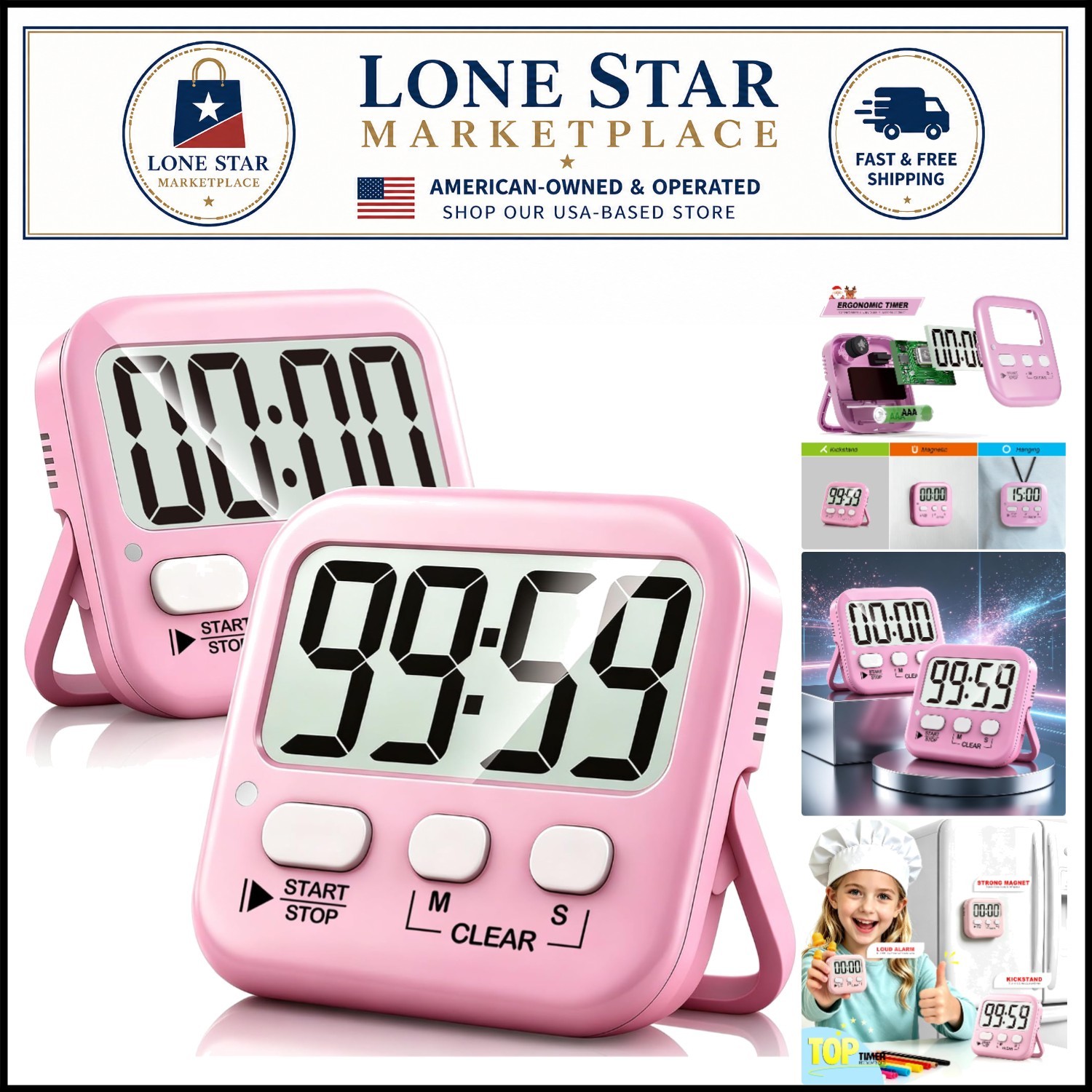 2 Pack Magnetic Digital Timer for Kids - Perfect for Cooking & Classroom Use