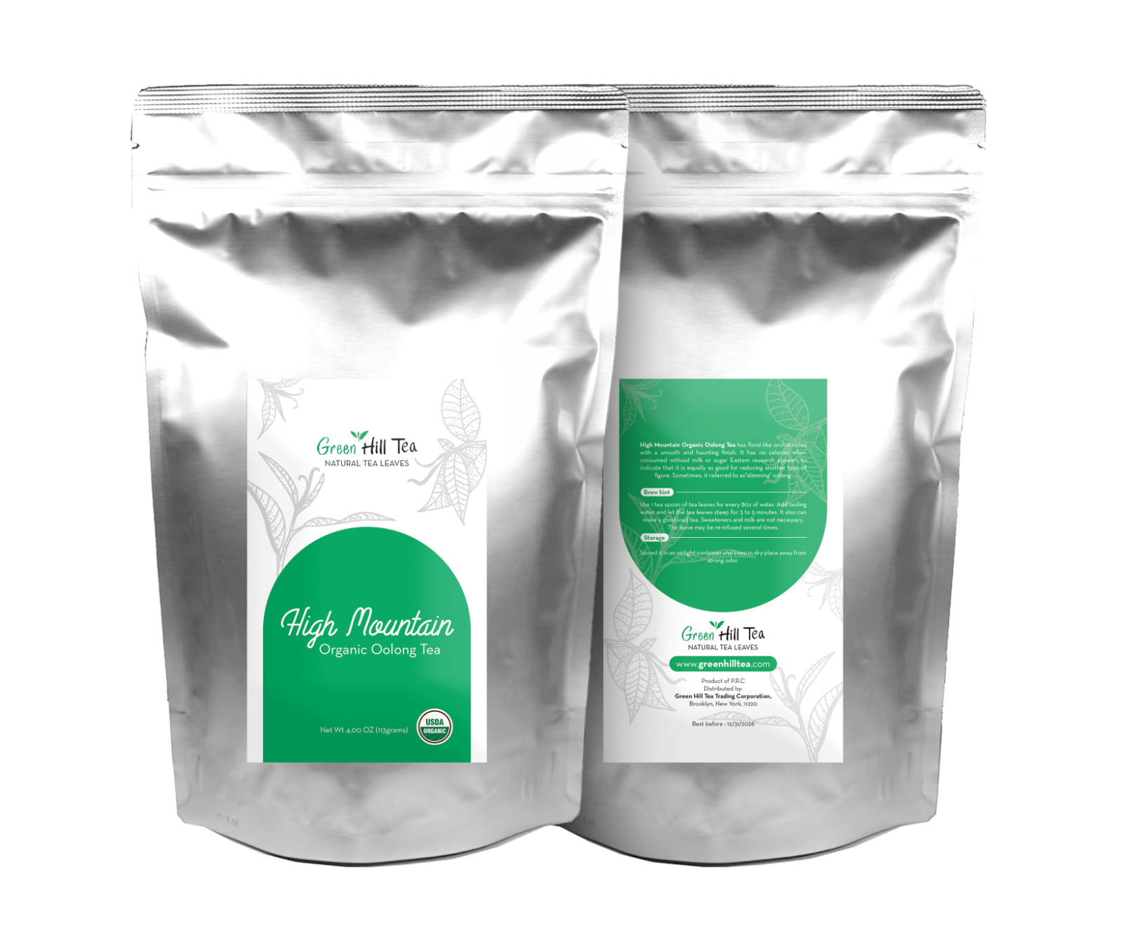 Organic High Mountain Oolong  Tea Loose Leaf Tea 1/4   LB