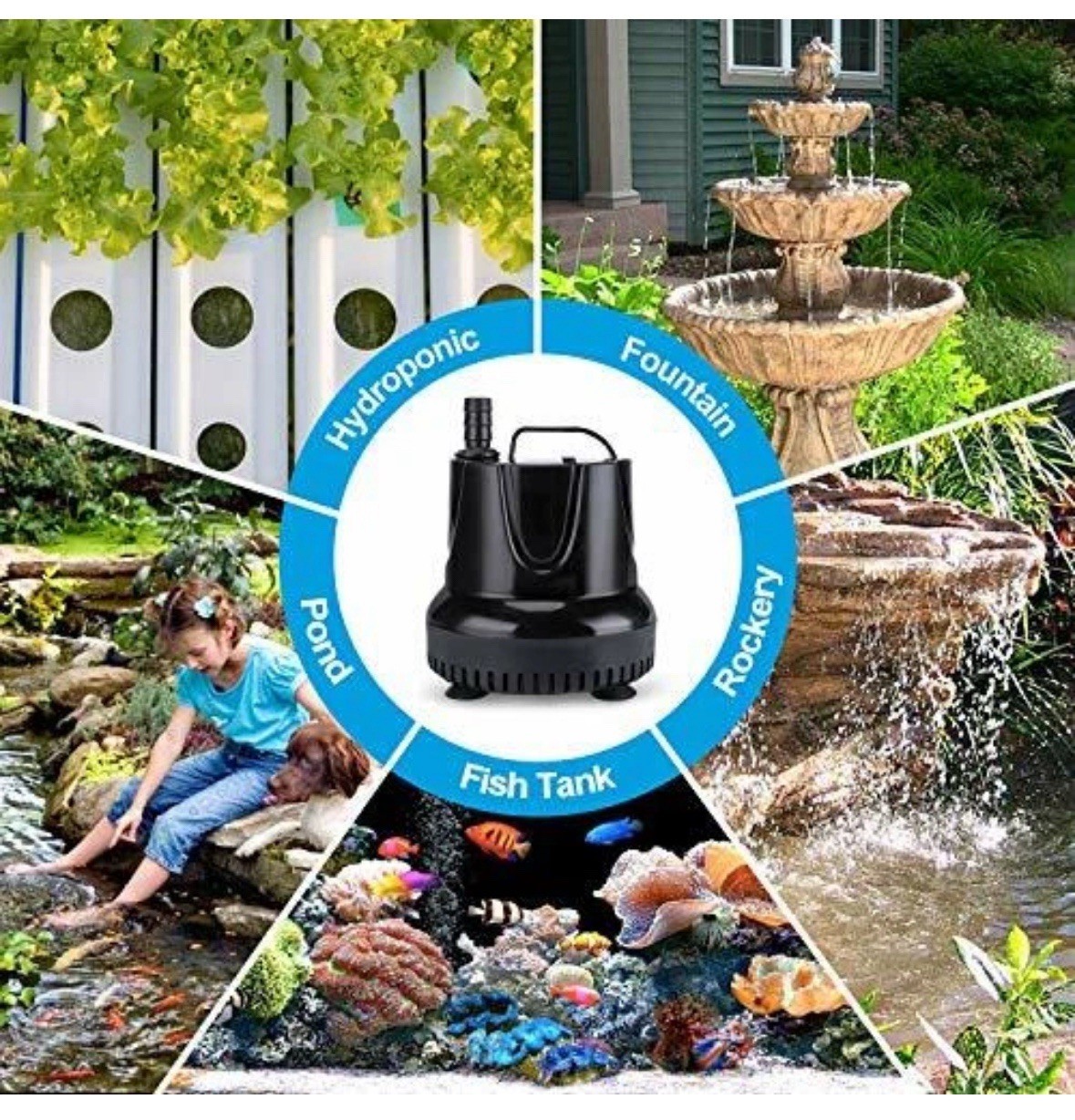 Cwkj Fountain Pump 550gph 40w 2200l/h Submersible Water Pump NEW OPEN BOX
