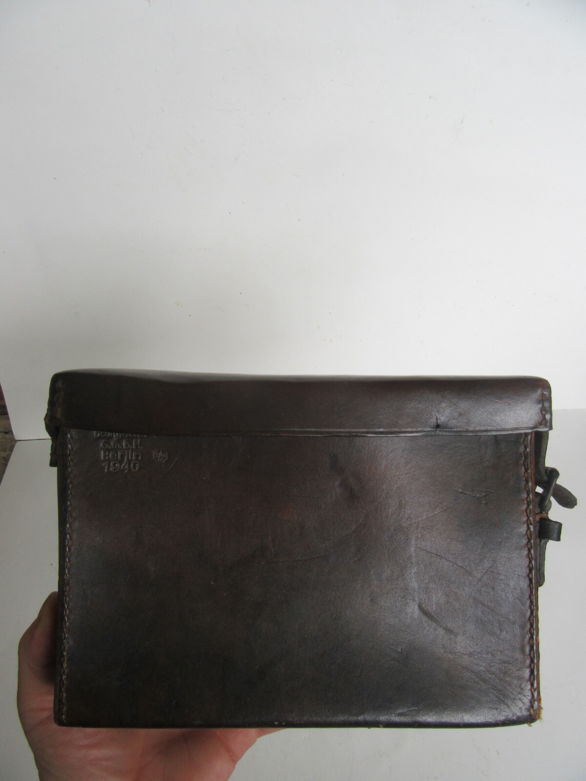 Rare Orig  1940 WW2 WWII German Leather Food Carrier Pouch, Georg Lerch, Berlin