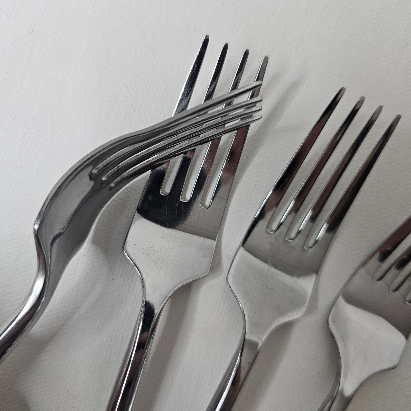 Hampton Salad Fork Stainless Lot of 4 Hexagonal Handle Flatware Glossy