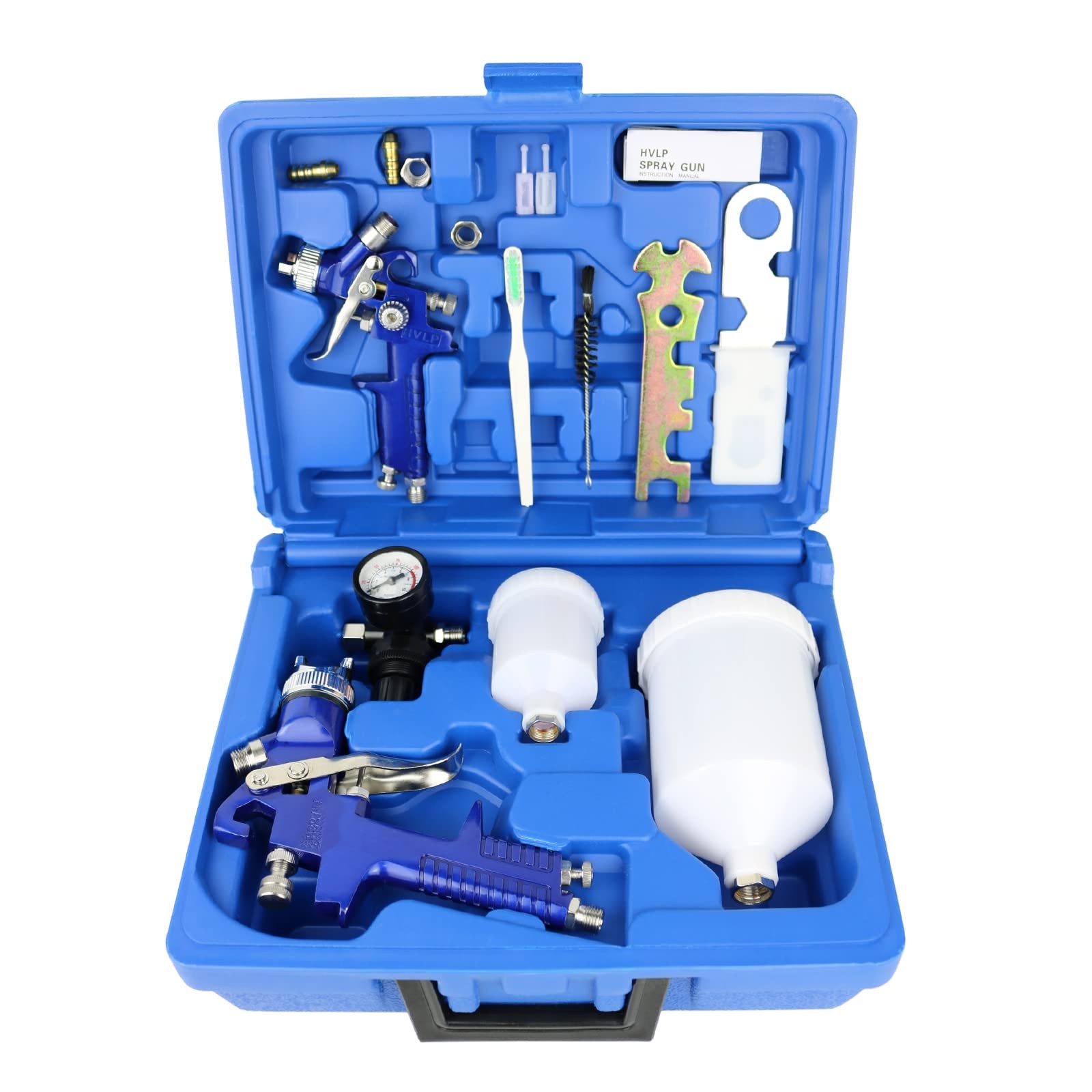 HVLP Air Spray Gun Set 0.8mm 150ml and 1.4mm 600ml Gravity Feed Painting Tool...