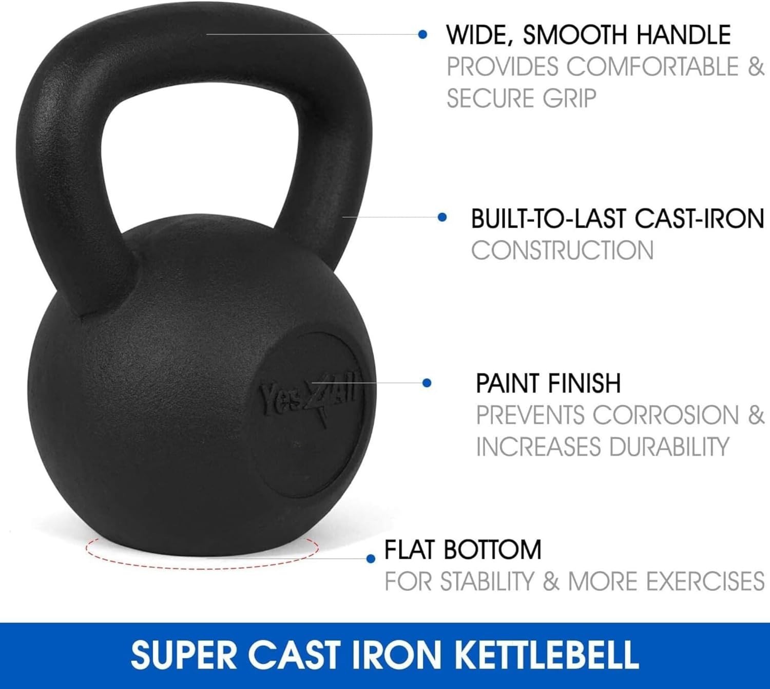 5 LB Solid Cast Iron Kettlebell - High-Quality Weight for Full Body Workout