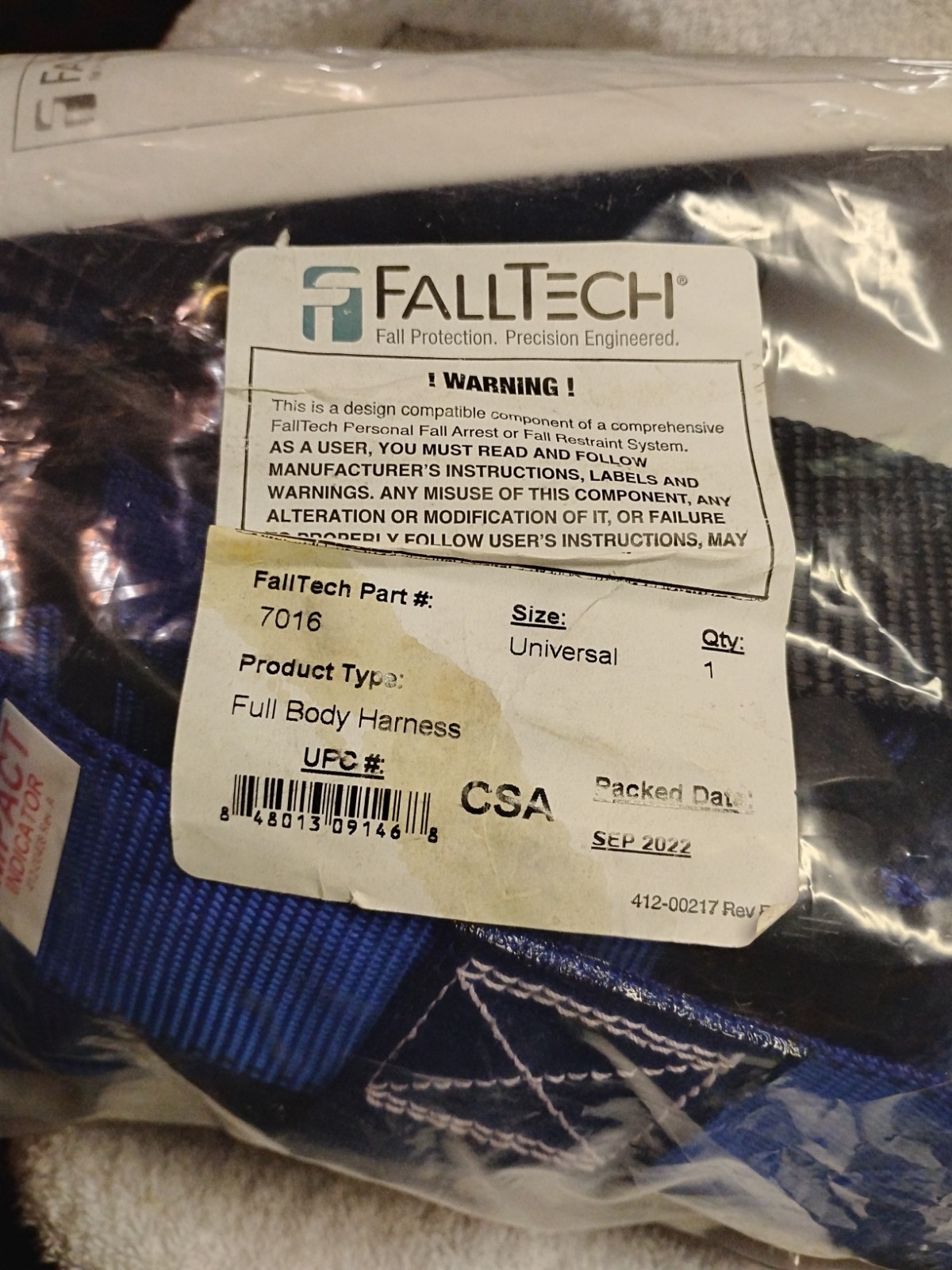 FallTech 7016 Full Body Harness Universal Size Never Opened!