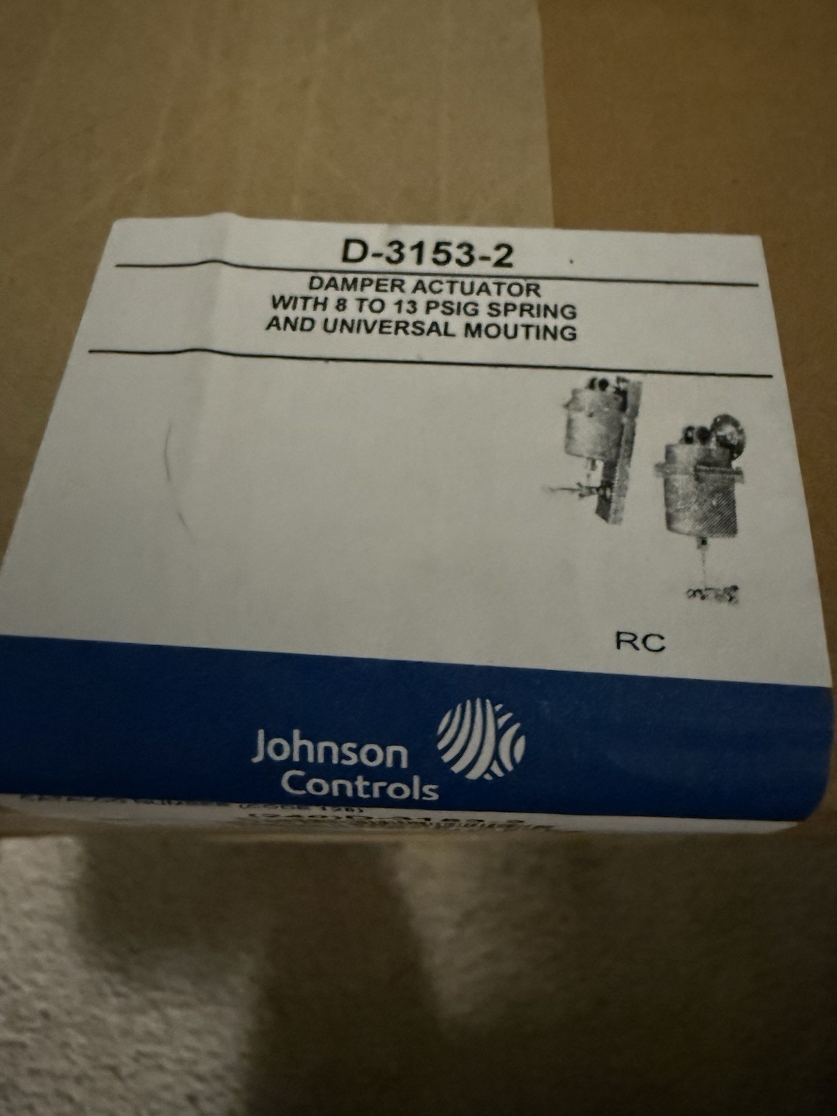 Johnson Controls Pneumatic Damper Actuator: Linear, 8 psi to 13 psi Spring Range