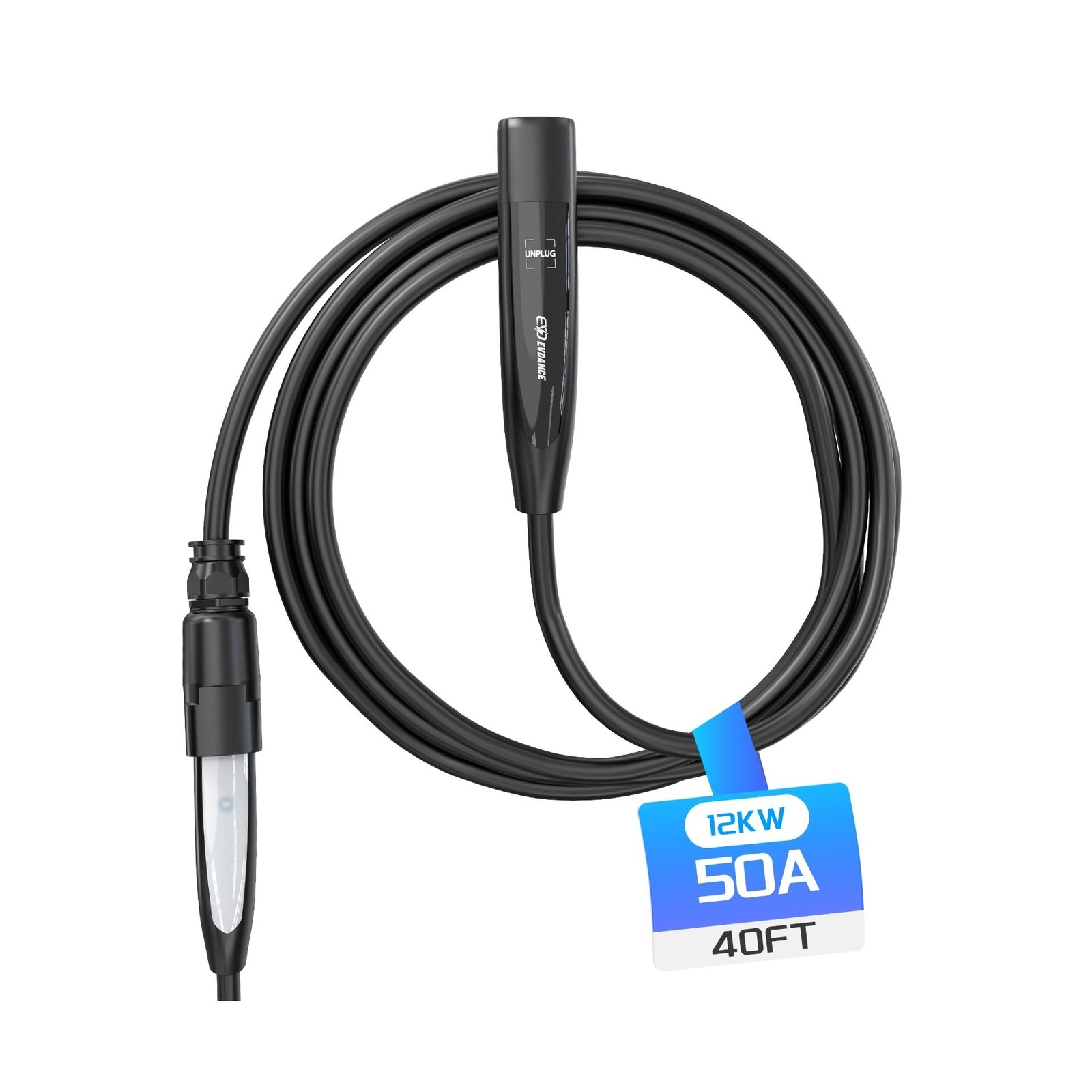 40FT Extension Cord for Tesla, Up to 12KW 50A 240V, NACS Plug, Compatible wit...