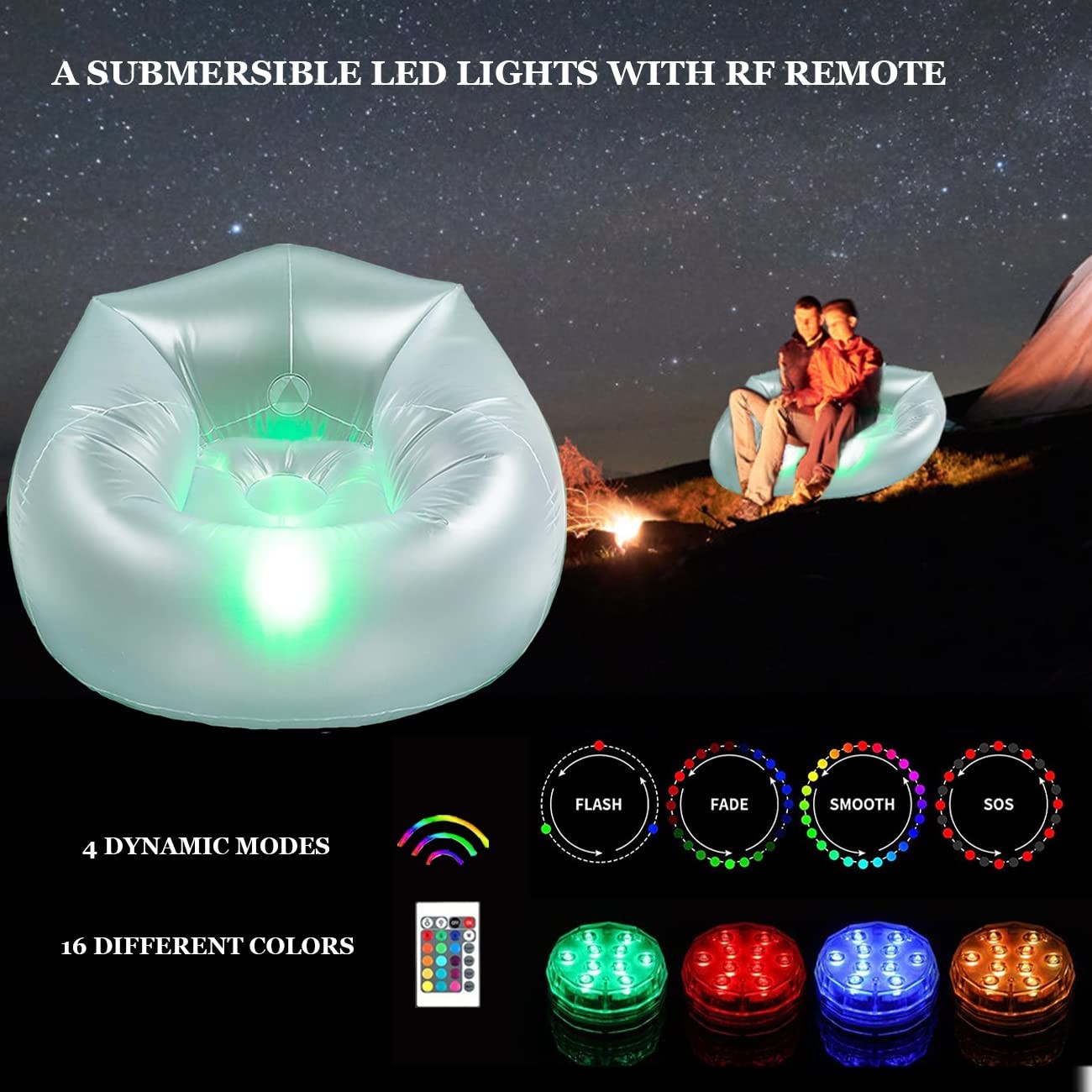 Balabulala Inflatable LED Couch for Kids,Illuminated Blow Single Size, White