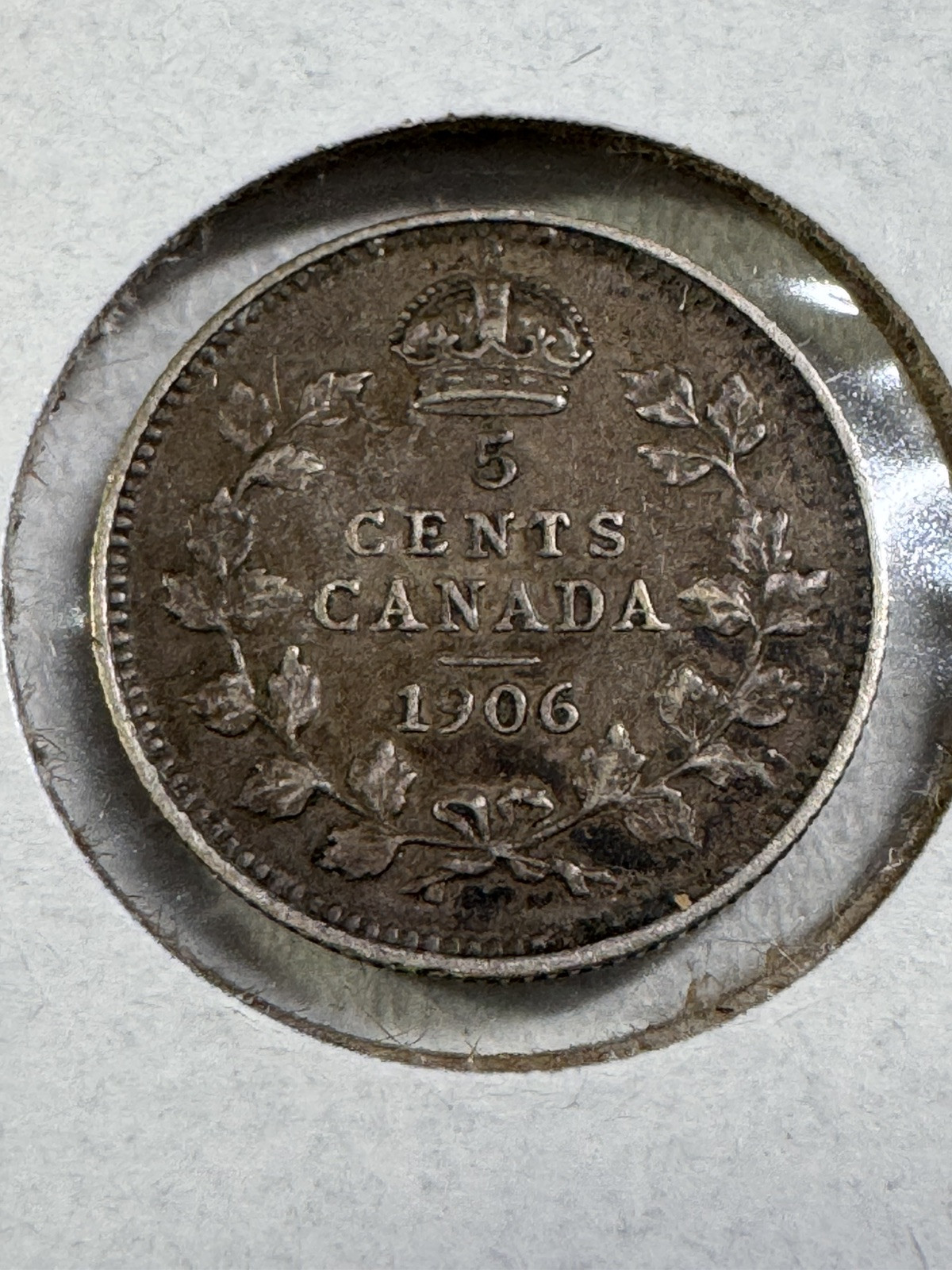 1906 Canada 5 Cents Silver Coin