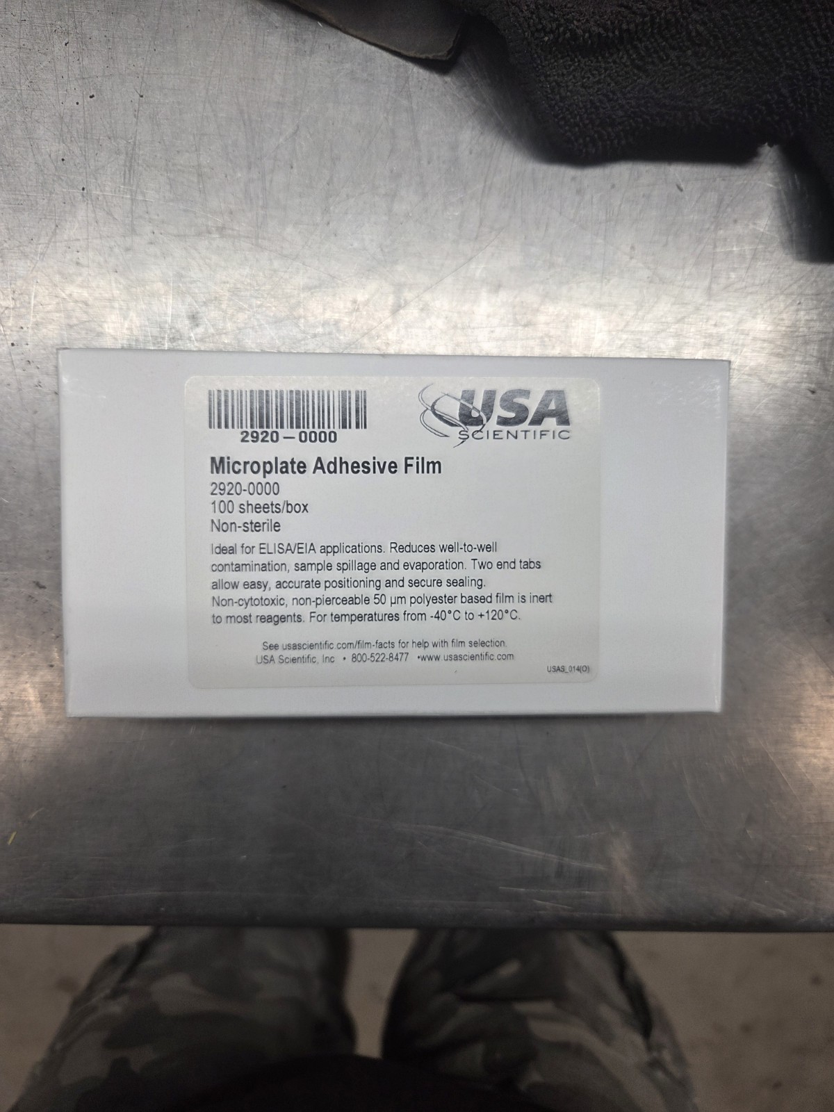 USA Scientific Microplate Adhesive Film 2920-0000 Box 100 Sheets Exp 05/2018