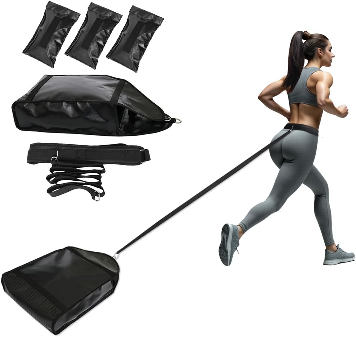 Running Weight Bag Speed Training Sandbag Adjustable Medium, Black