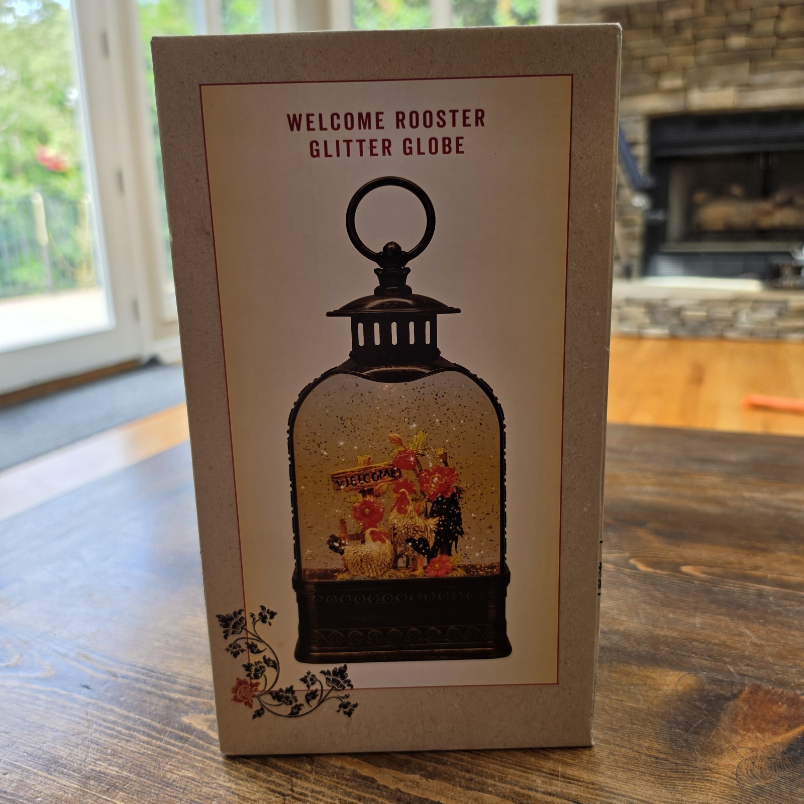 Cracker Barrel Welcome Rooster Glitter Globe Illuminated Light Up New Farm Style