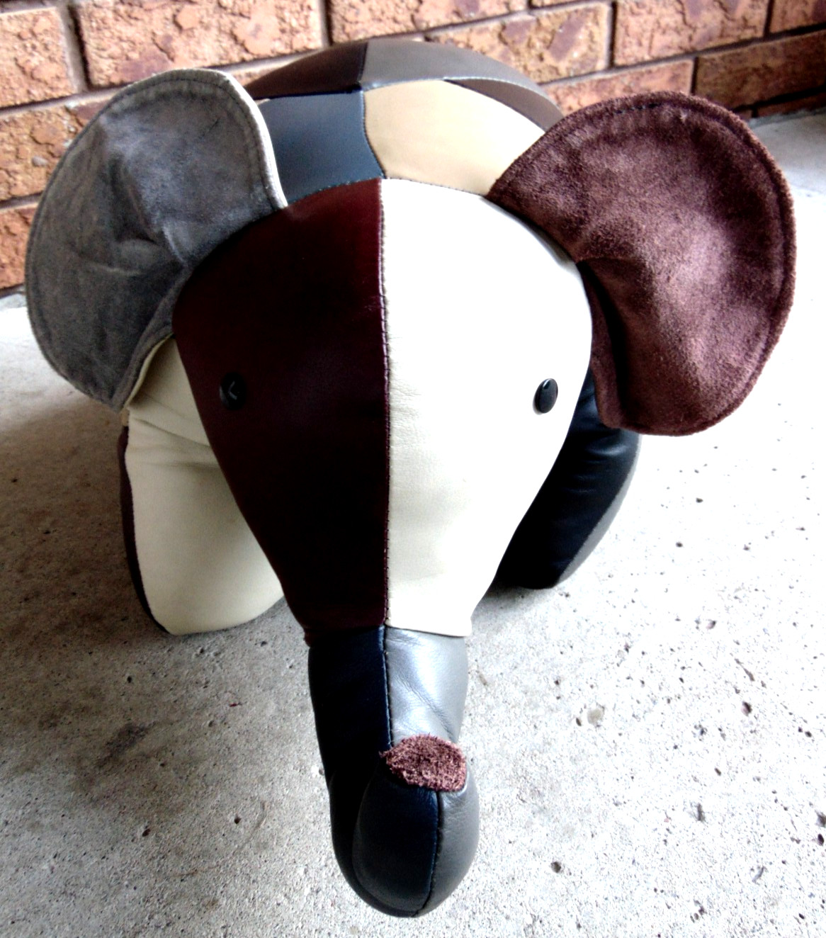 Reiner's Original Leather Elephant foot rest stool retired 10" X 13" X 22"