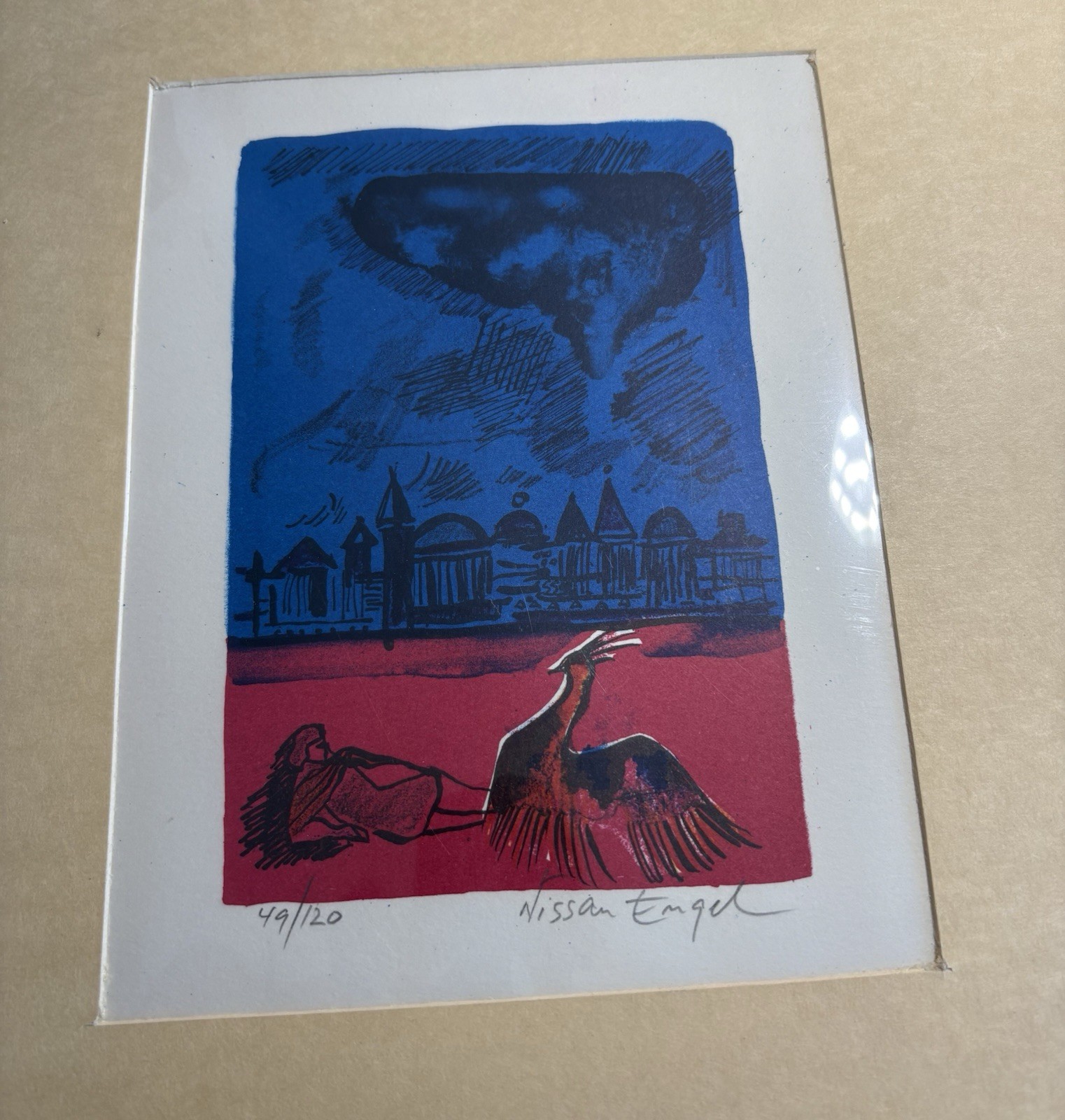 Original Color Lithograph Print By Nissan Engle Titled “Idyle”1973 w/COA