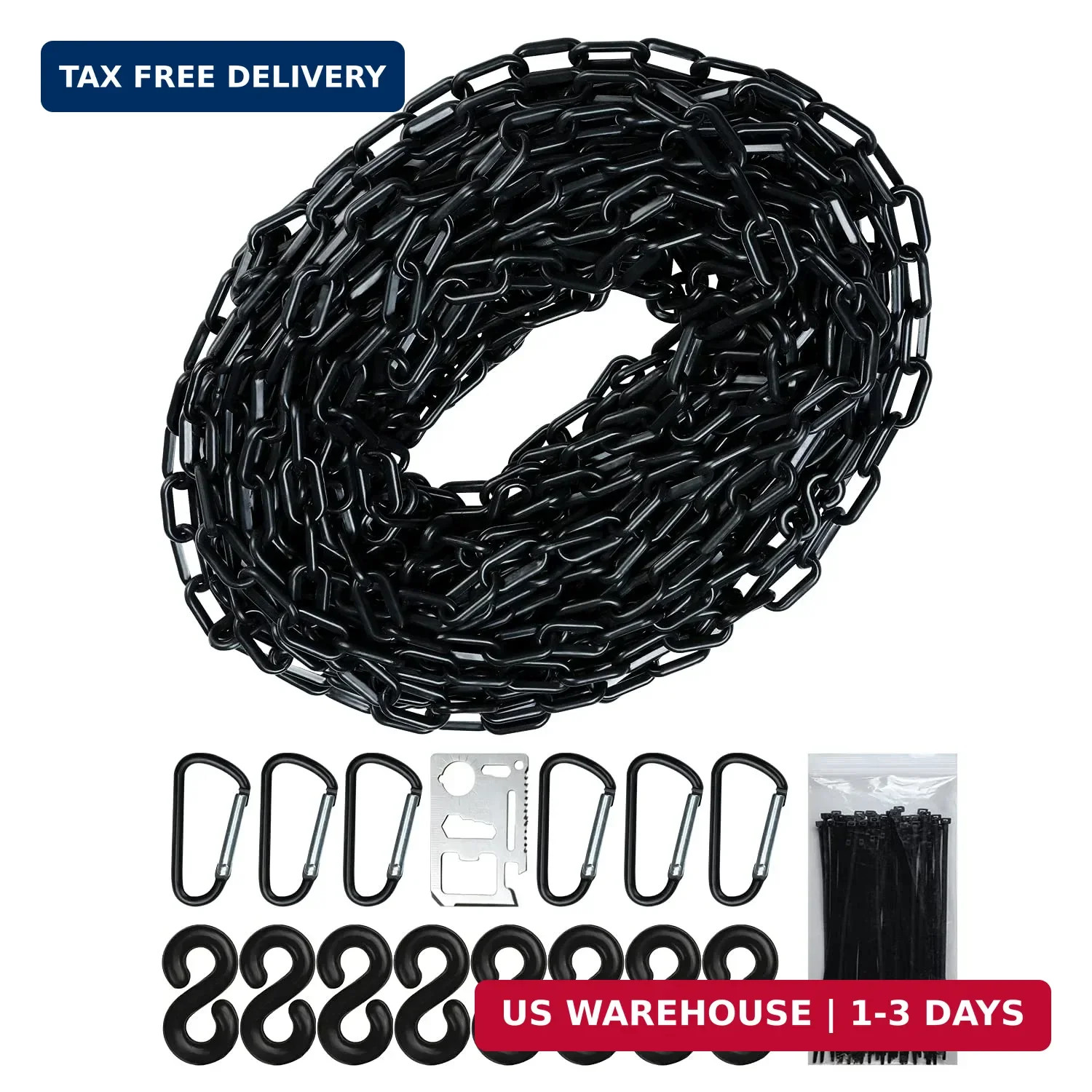 Black Plastic Chain - 50 32 65 Feet Plastic Safety Barrier Chain for Crowd Contr