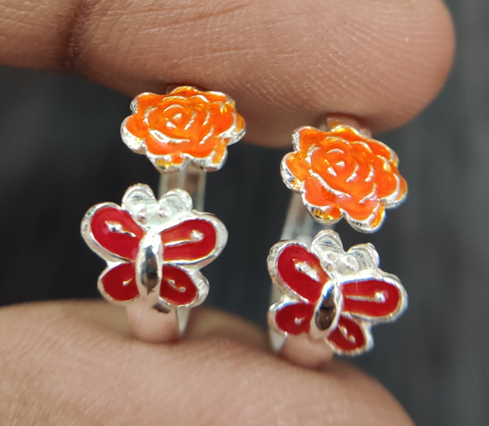 925 Sterling Silver Star Butterfly Enamel Toe Ring Adjustable Flower Toe Ring