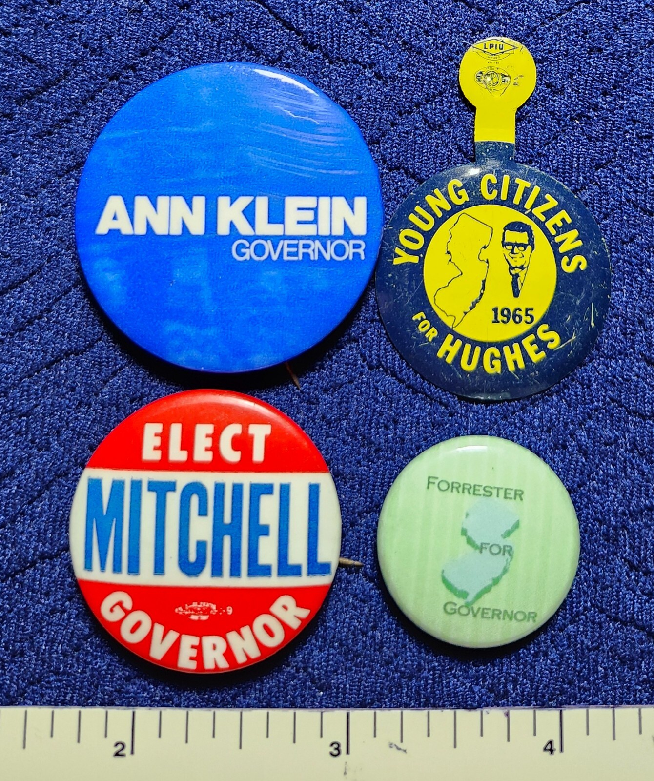 KLEIN HUGHES MITCHELL FORRESTER ASSORTED NEW JERSEY POLITICAL PINBACK BUTTONS
