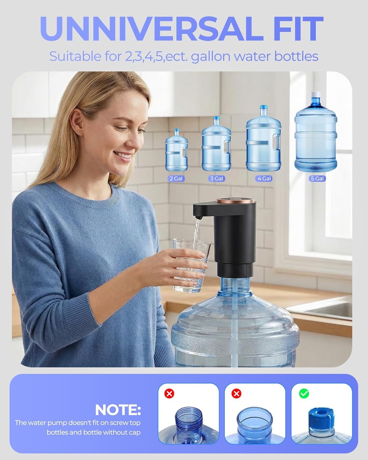 Water Jug Pump for 5 Gallon Bottle – Portable Electric USB-C Charging Dispense