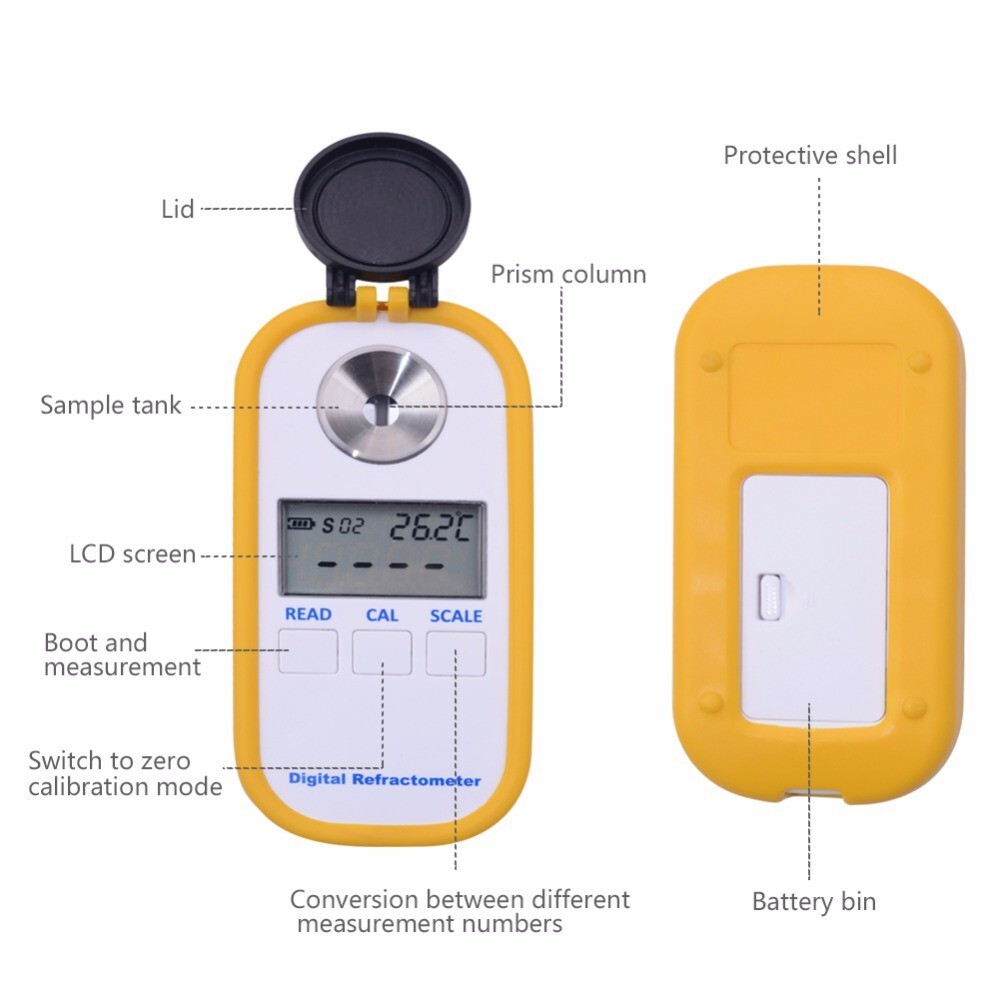 Digital Sugar Brix Refractometer Brix Meter Honey Sugar Content Meter with 0-50%