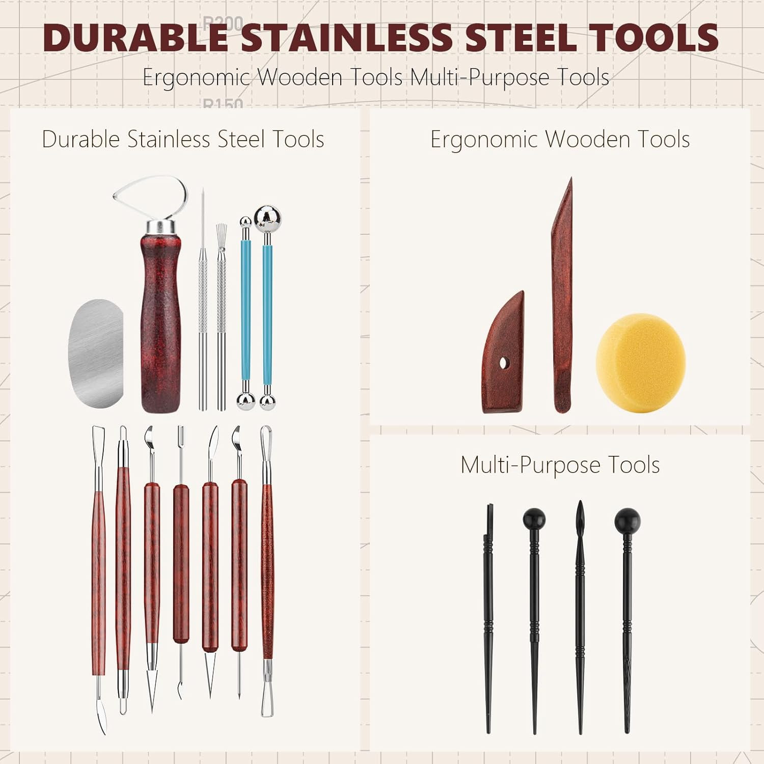 23PCS Clay Tools Sculpting, Ceramic & Pottery Modeling Tool, Ceramics Tools Set,