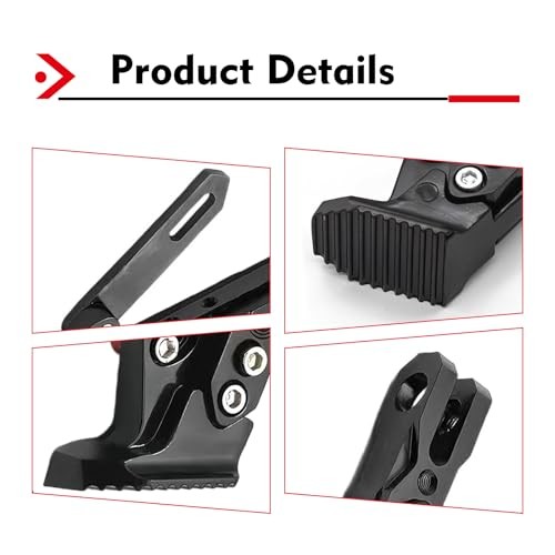 Motorcycle Kickstand, Height Adjustable CNC Alloy Side Stand with 1 PC Black