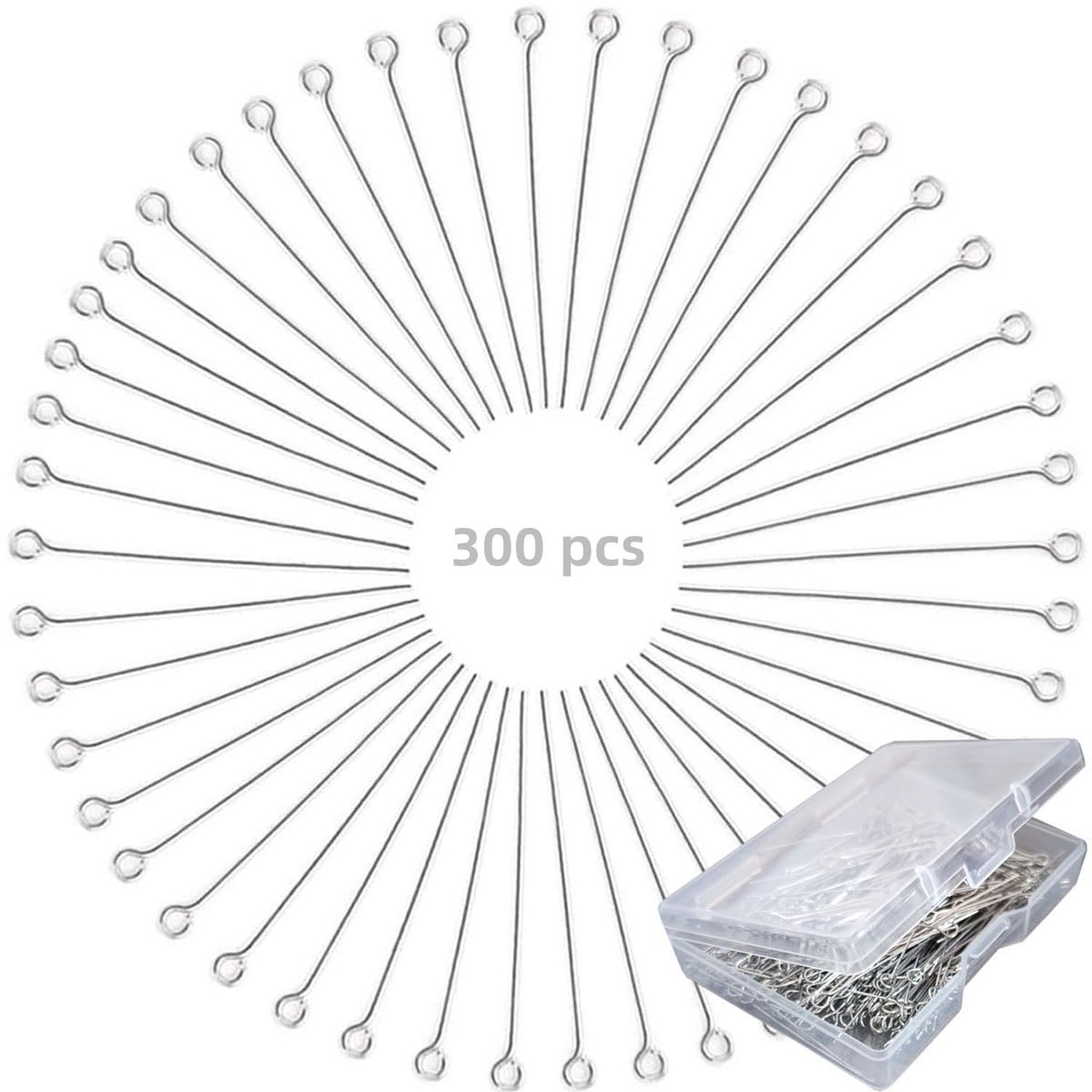 Hot 300 Pcs 1.6 Inch 304 Stainless Steel Open Eye Pins Headpins for Jewelry N...