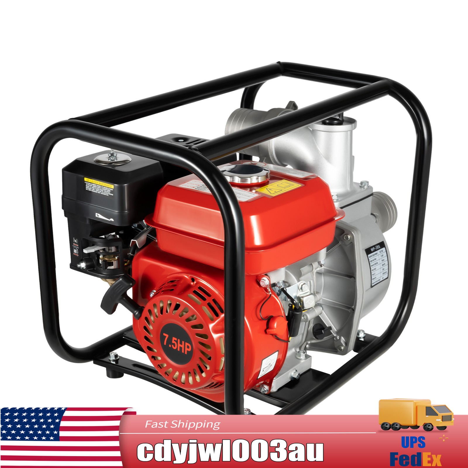7.5HP 3000W Gas Power Semi-Trash Water Pump High Pressure Garden Irrigation