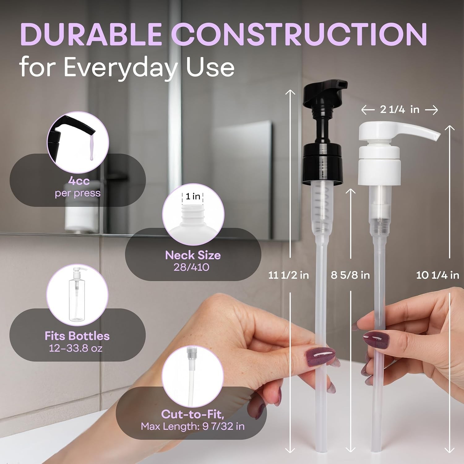 Customizable Length Lotion Pump - Perfect for Shampoo & Conditioner Bottles