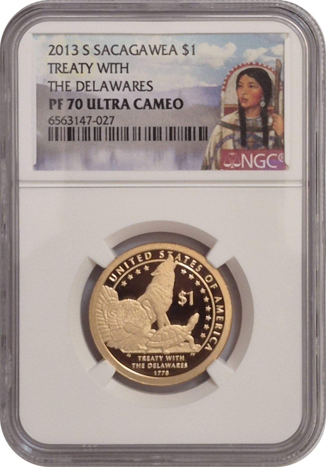2013-S Sacagawea Proof Coin NGC PF70 Ultra Cameo Sacagawea Label