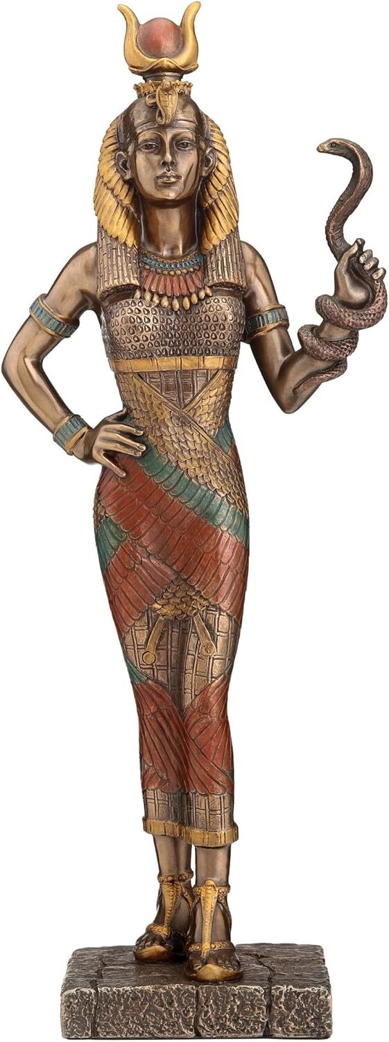 Veronese Design Egyptian Goddess Hathor Holding a Cobra Statue