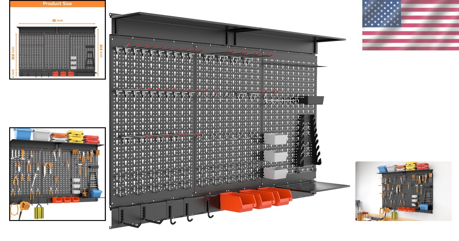 Customizable 113 PCS Pegboard Wall System - Organize Your Garage Effortlessly