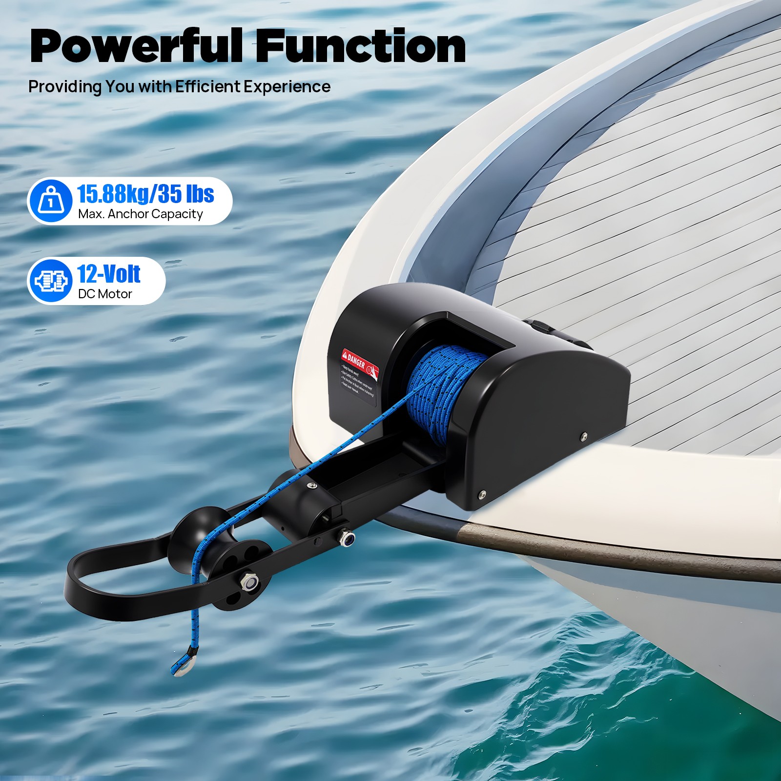 35 Lbs Electric Boat Winch Boat Electric Anchor Winch W/Wireless Remote Control