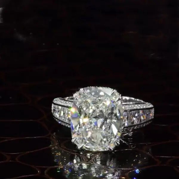 6 ctw Lab Created Cushion & Princess Cut Diamond Engagement Ring 14K Gold Plated