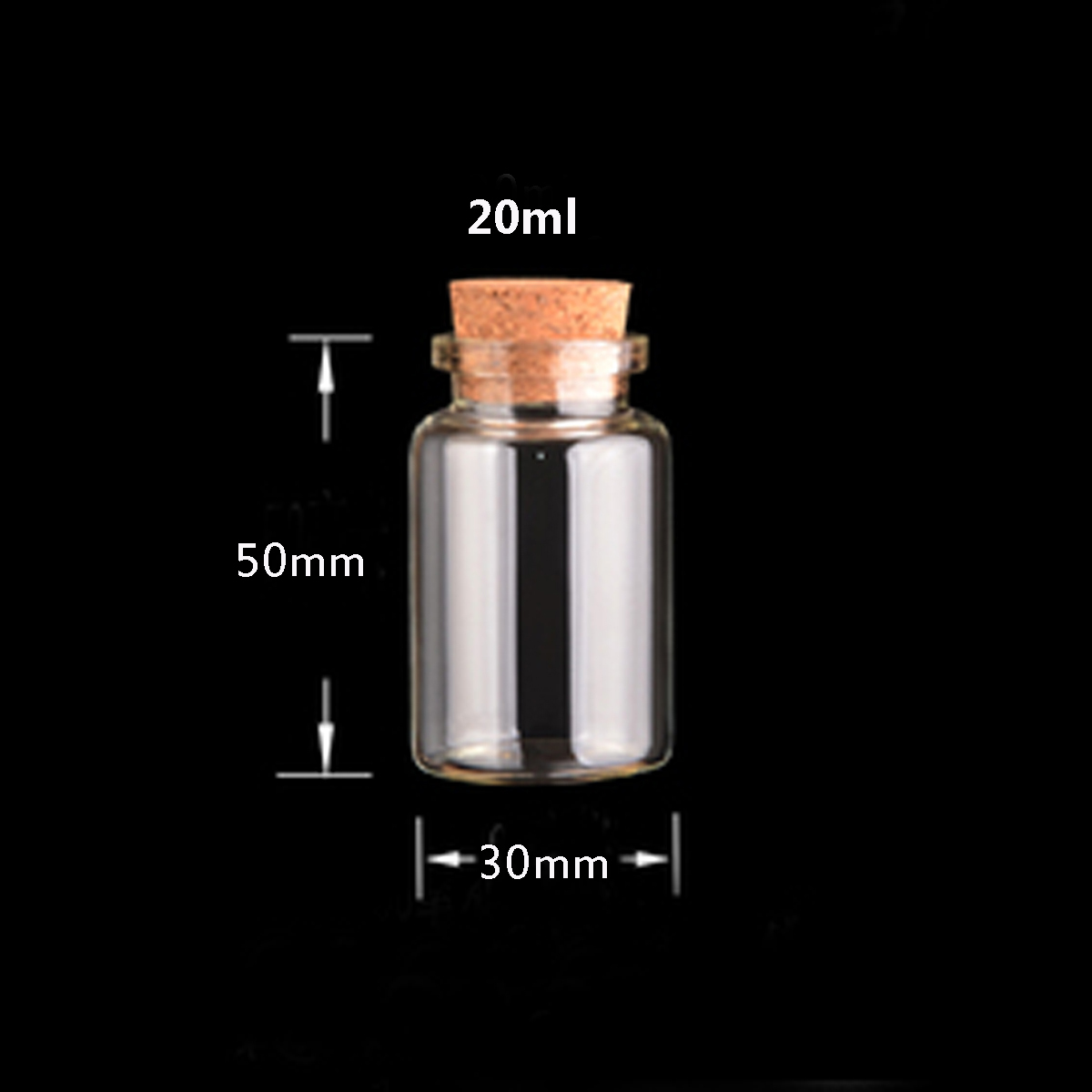 10pcs 20ml 30*50MM Glass Bottles with Corks clear Vials with Cork Little Empty