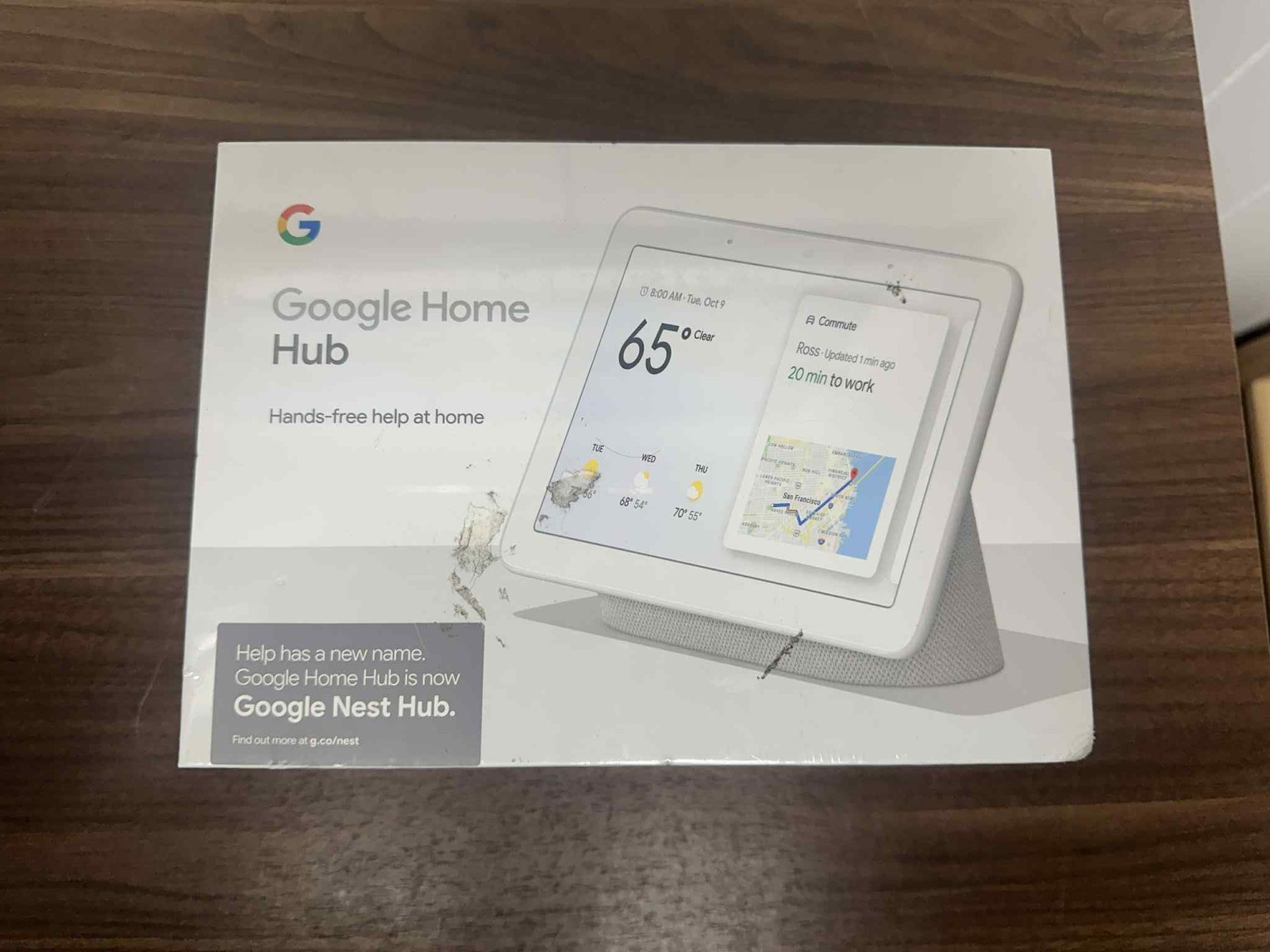 Google Nest Hub With Built-In Google Assistant Chalk GA00516-US Brand New